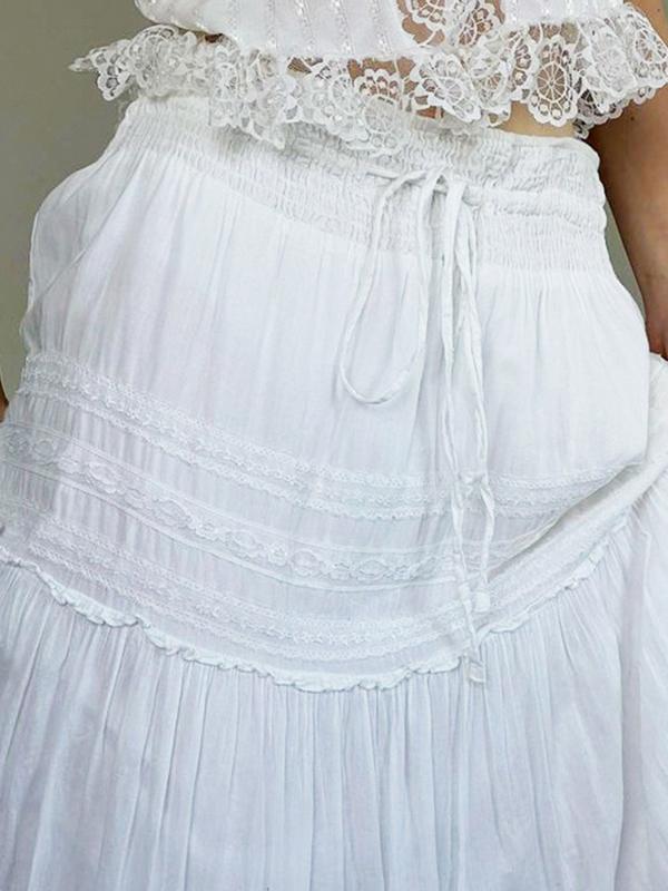 Lace Patchwork Peplum Maxi Skirt Product Image