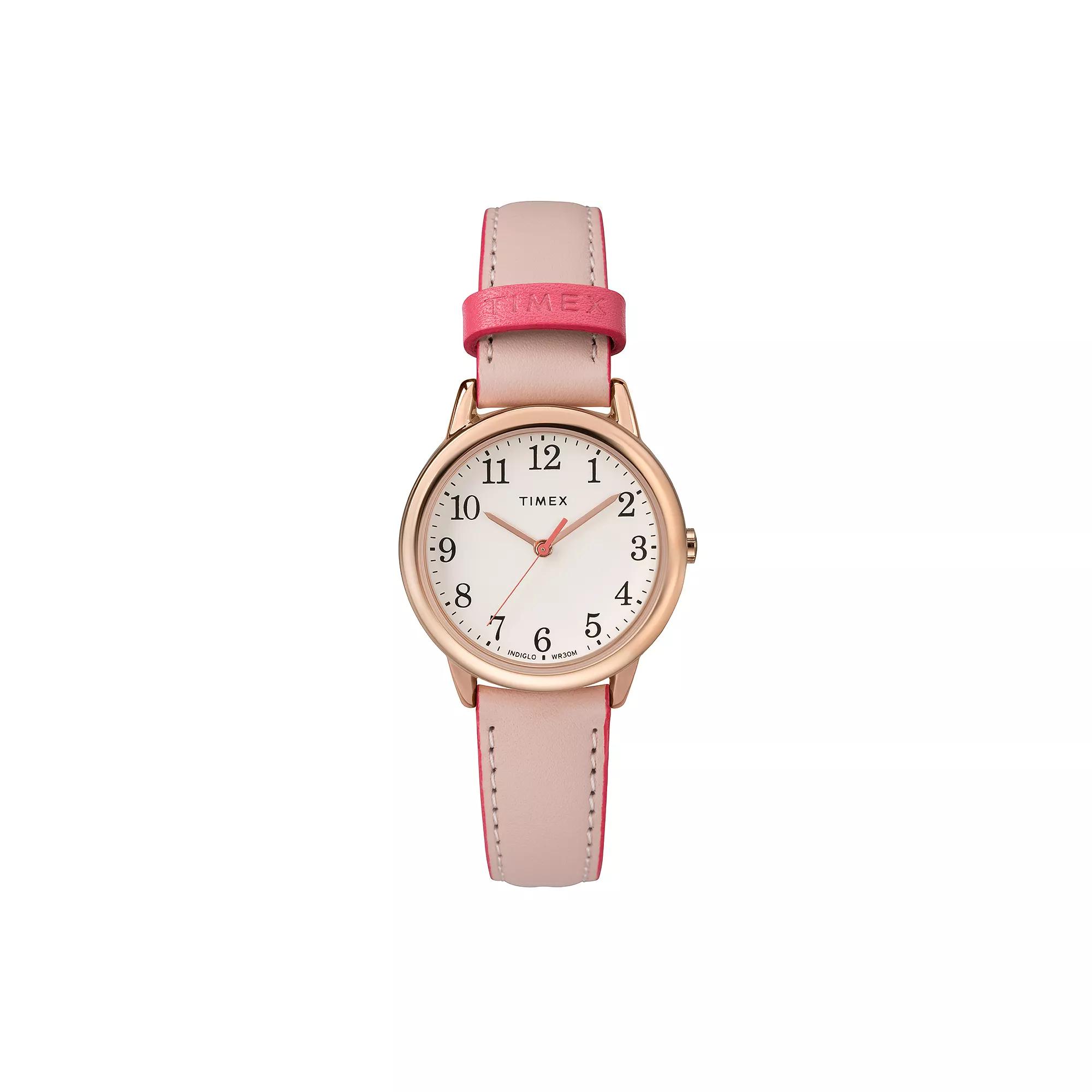 Women's Timex Easy Reader Watch with Leather Strap - Pink TW2R62800JT Product Image