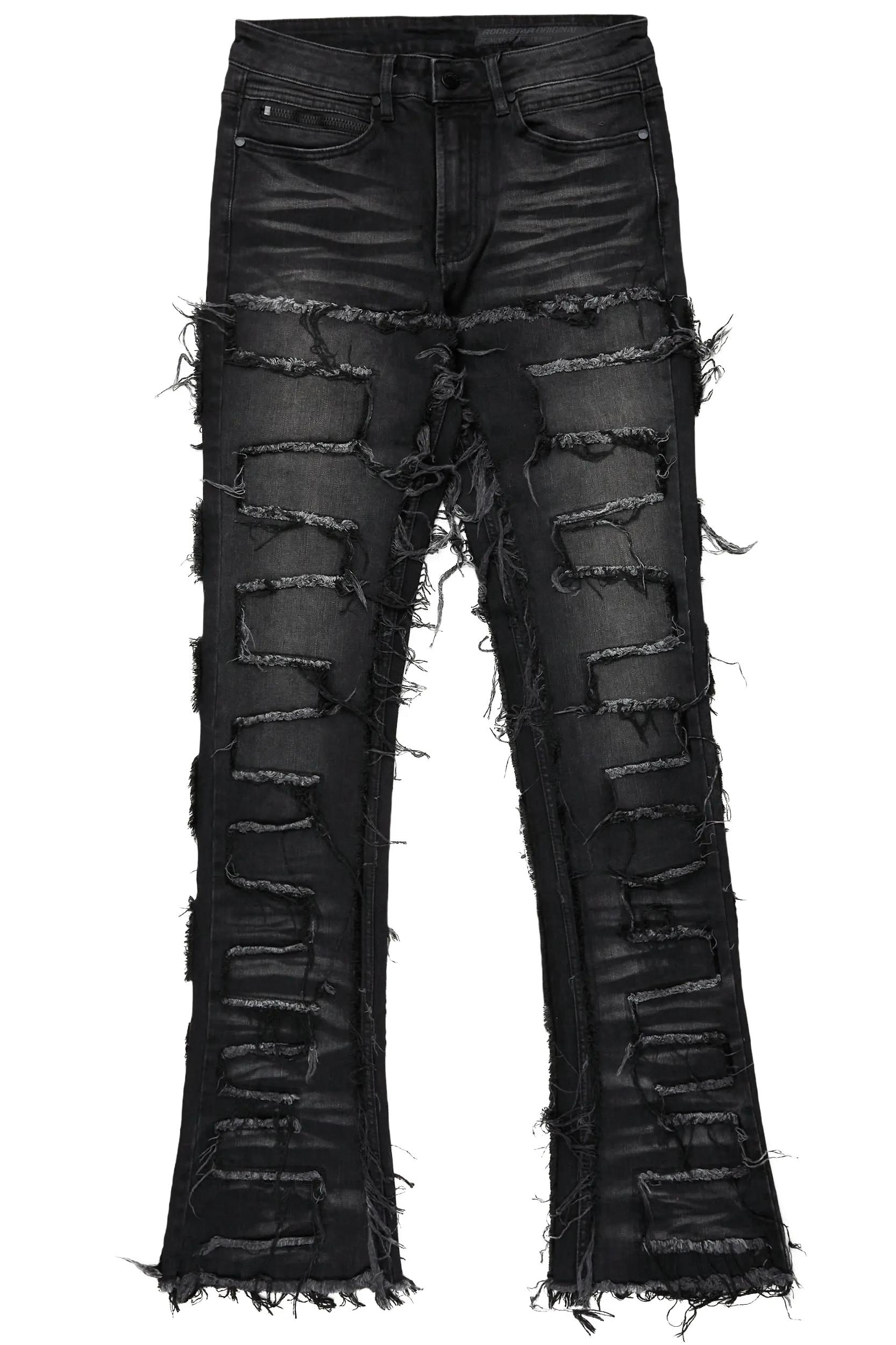 Shake Dark Grey Stacked Flare Jean Male Product Image