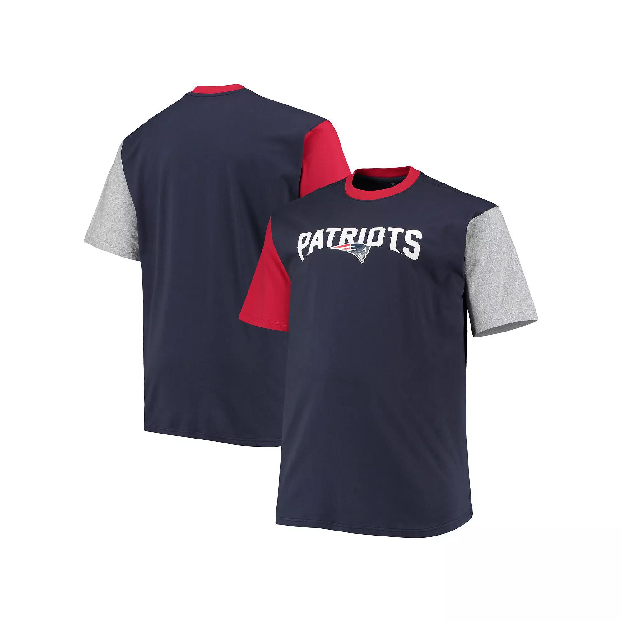 Men's Navy/Red New England Patriots Big & Tall Colorblocked T-Shirt, Size: 2XB, Blue Product Image