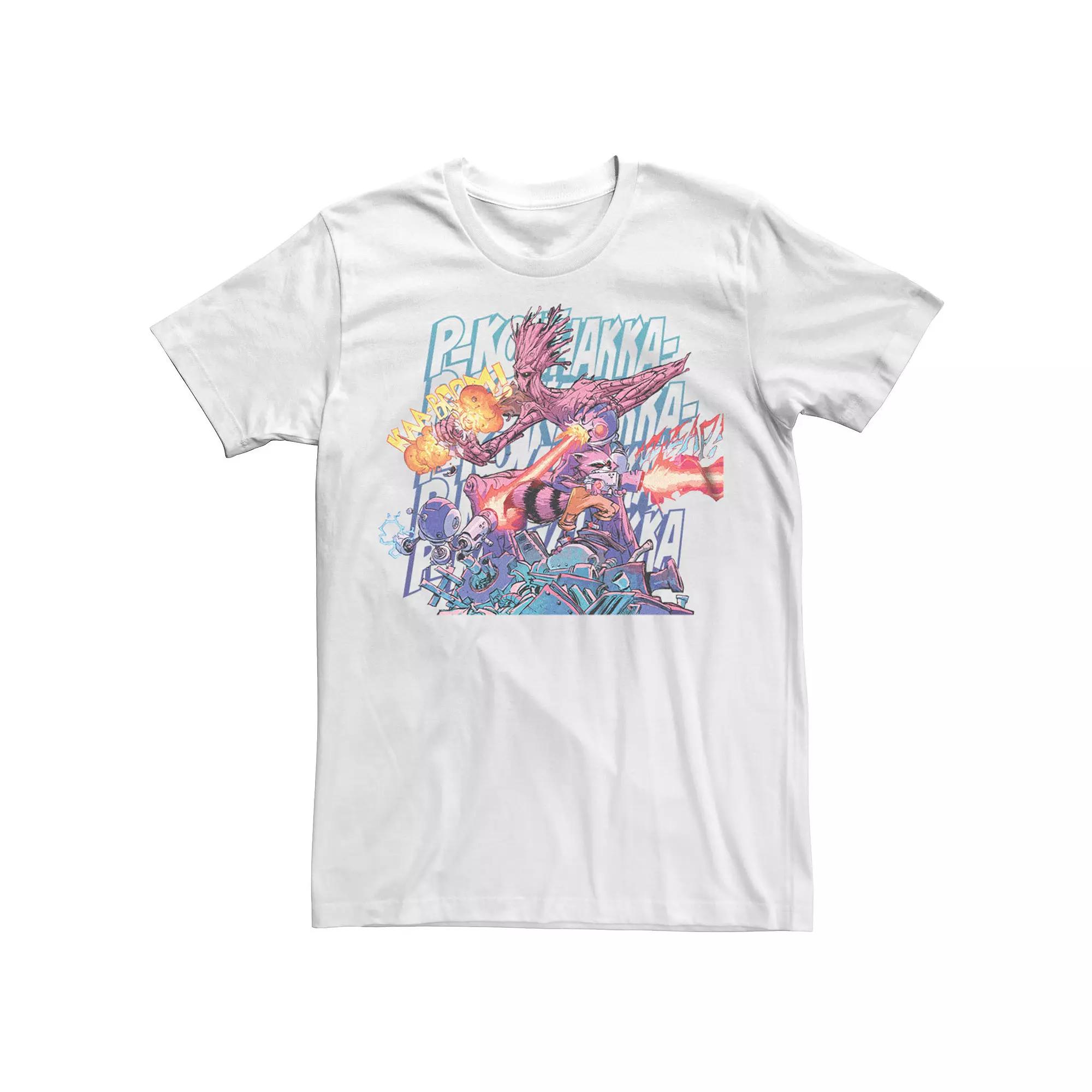 Men's Marvel Guardians Of The Galaxy Comic Rocket & Groot Fight Graphic Tee,  Product Image