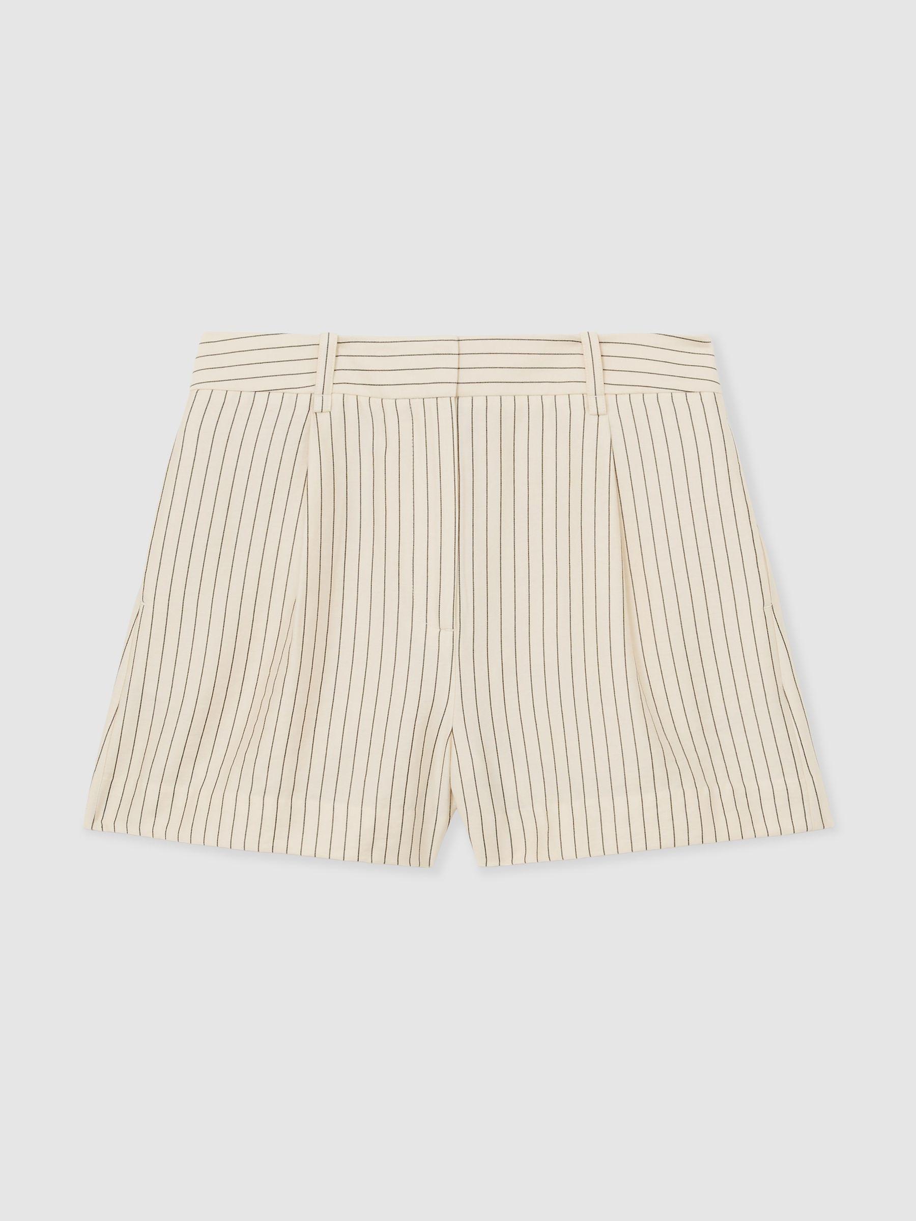 Pinstripe Tailored Shorts in Cream/Black Product Image