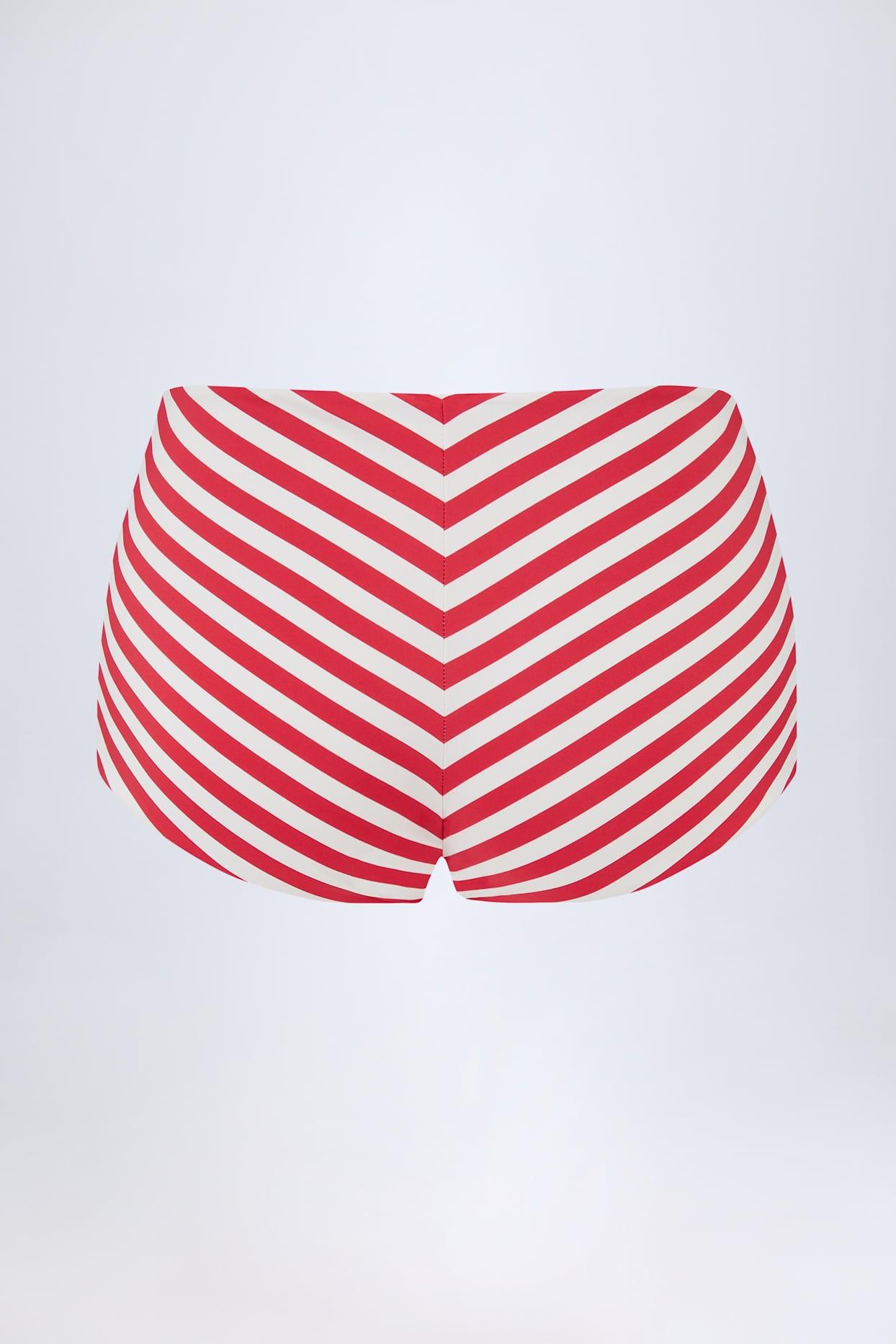 Mid-Rise Hot Pants in Cherry Red Stripe Female Product Image