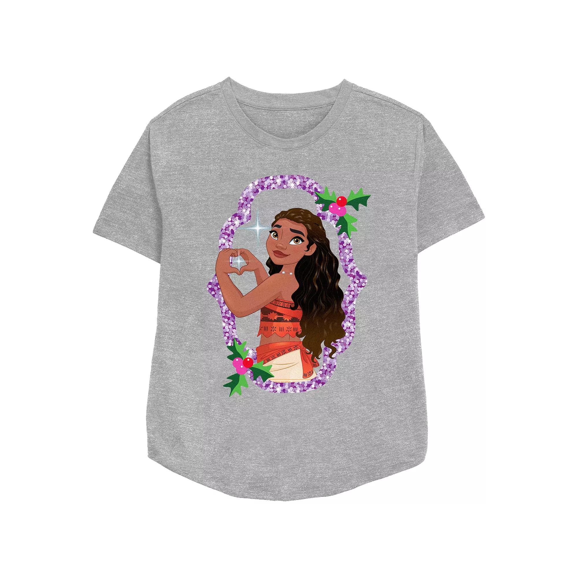Disney's Moana Sparkling Christmas Wreath Women's Relaxed Fit Graphic Tee,  Product Image