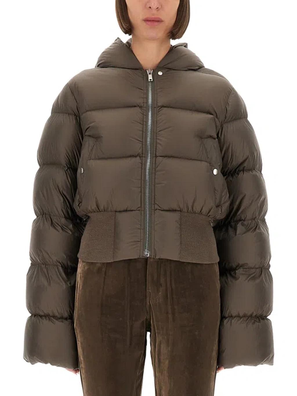 RICK OWENS Bomber Jacket Puffer Jackets Gray In Multi Product Image