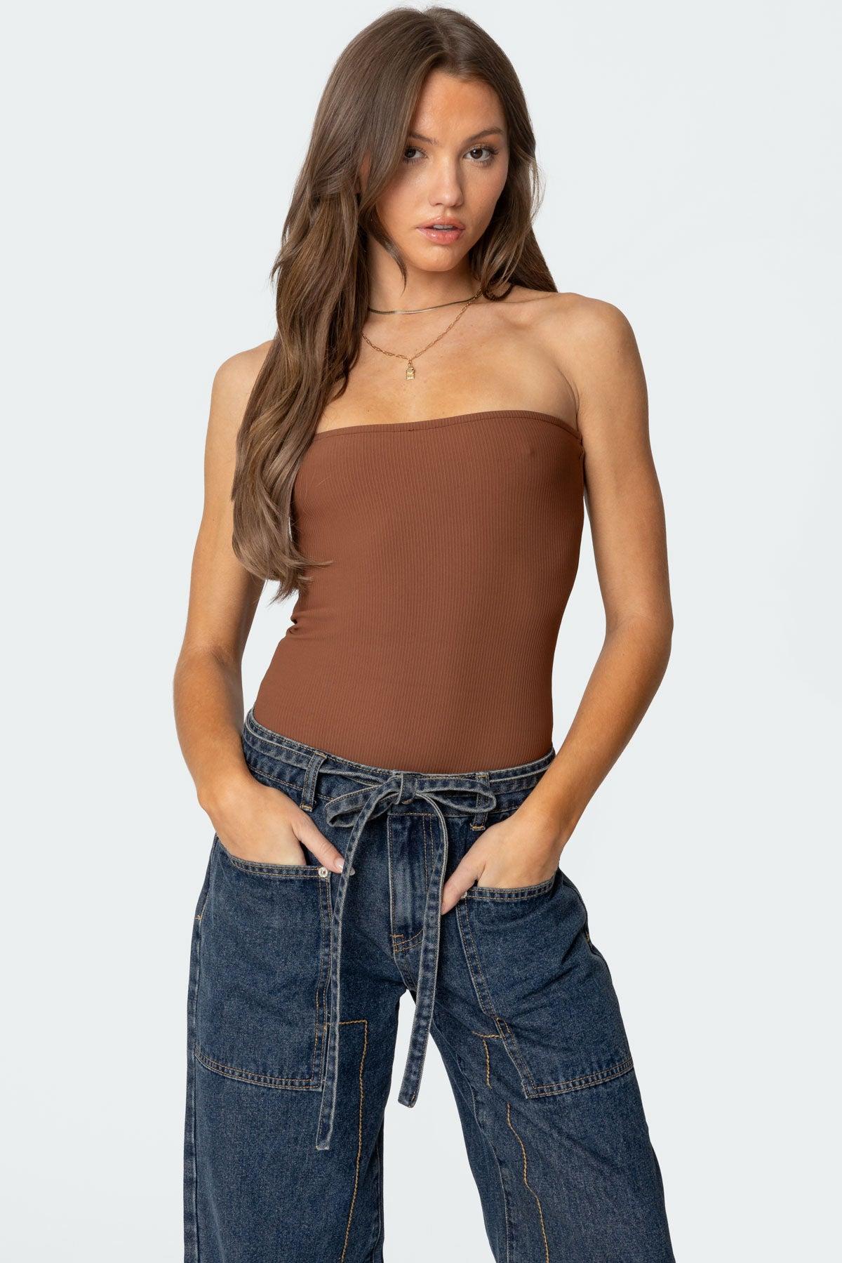Loren Strapless Ribbed Bodysuit Product Image