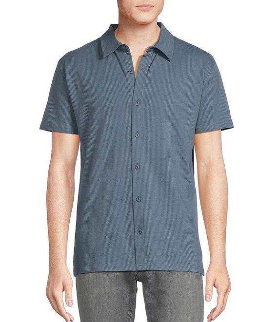 Cremieux Premium Denim Seersucker Coat Front Knit Shirt Product Image