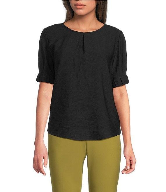 DKNY by Donna Karan Crinkle Roll Short Sleeve Crew Neck Top Product Image