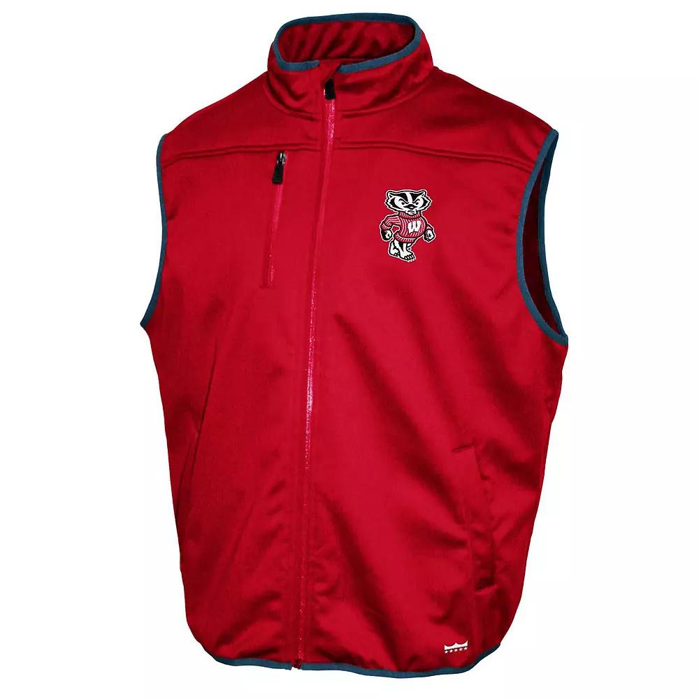 Men's Wisconsin Badgers Zip Up Softshell Vest, Size: Small, Red Product Image
