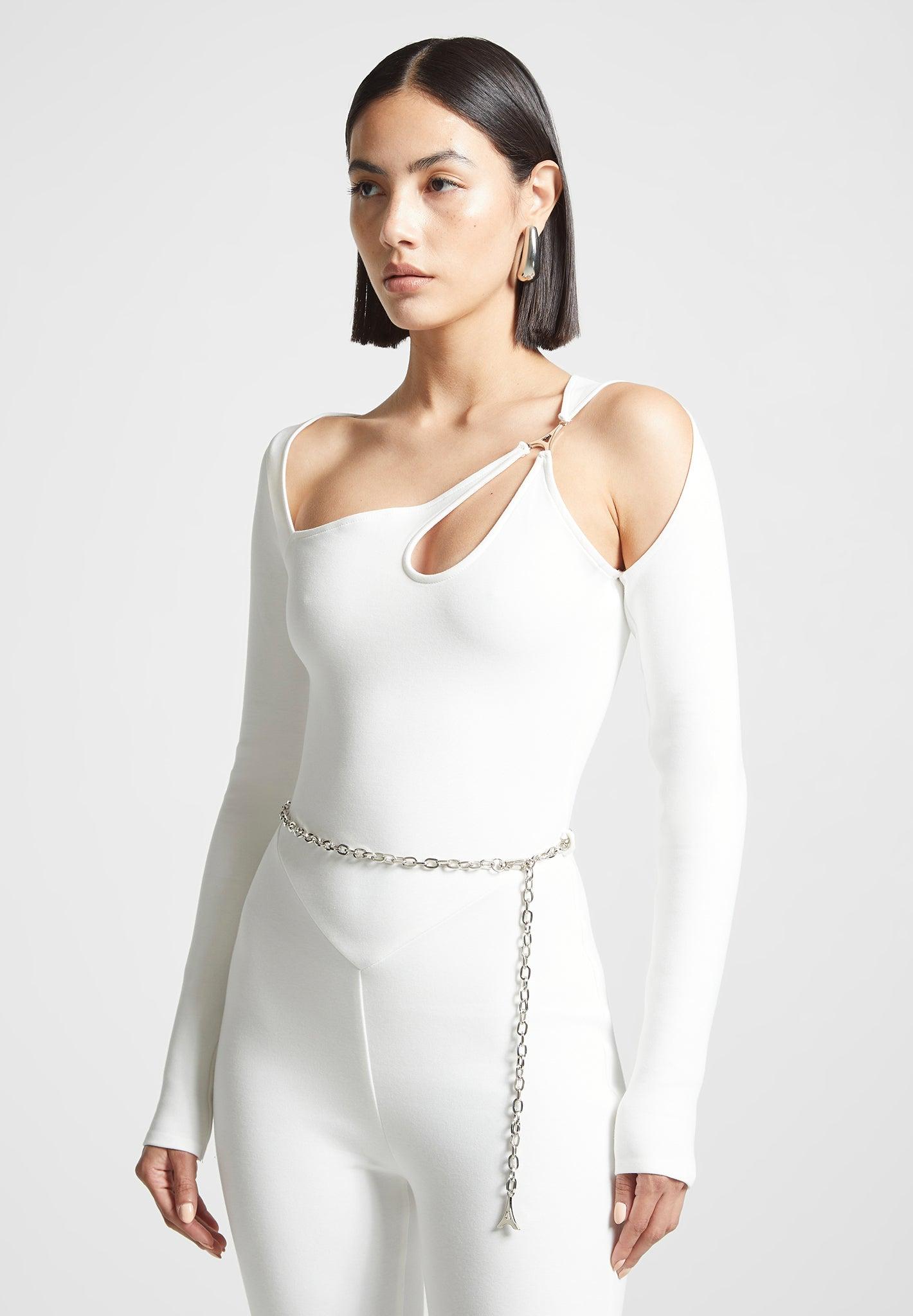 Eiffel Chain Detail Jumpsuit - Off White Female Product Image