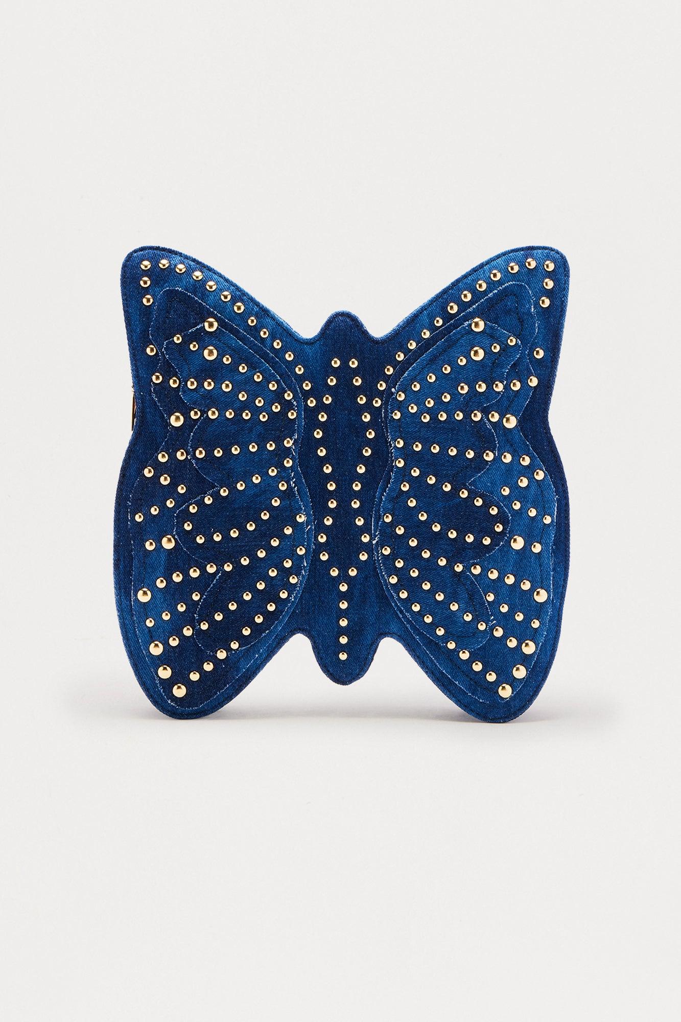 Vintage Denim Butterfly Crossbody Handbag - Vintage Wash Female Product Image