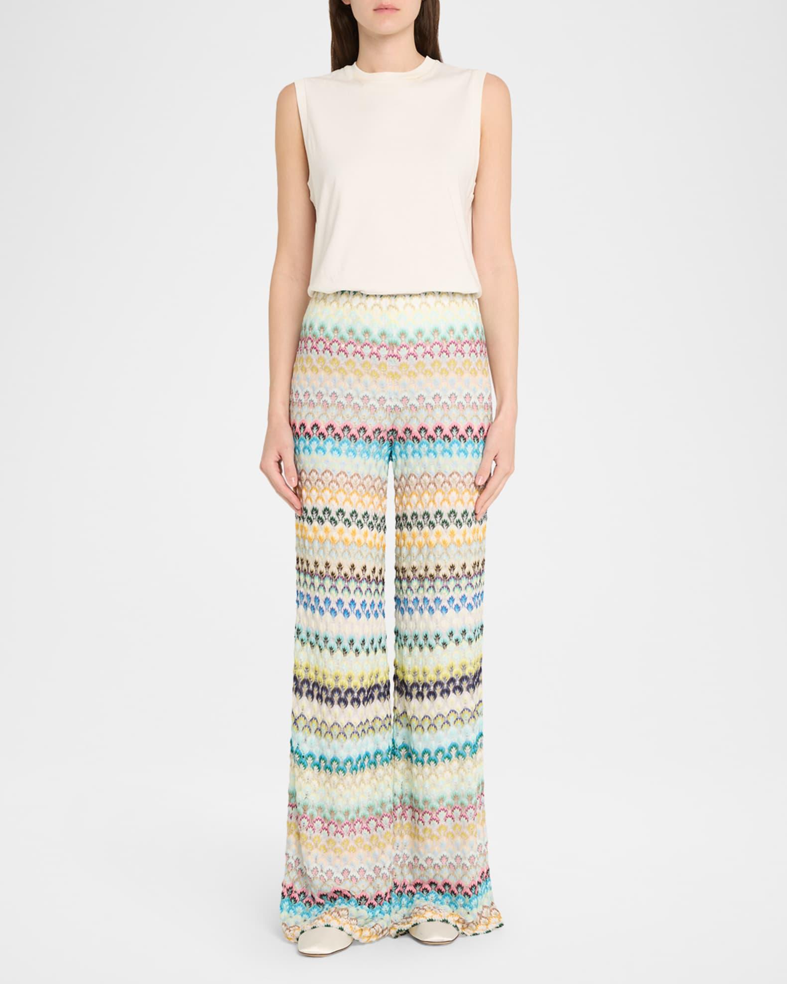 Abstract Floral Lace Wide-Leg Trousers Product Image