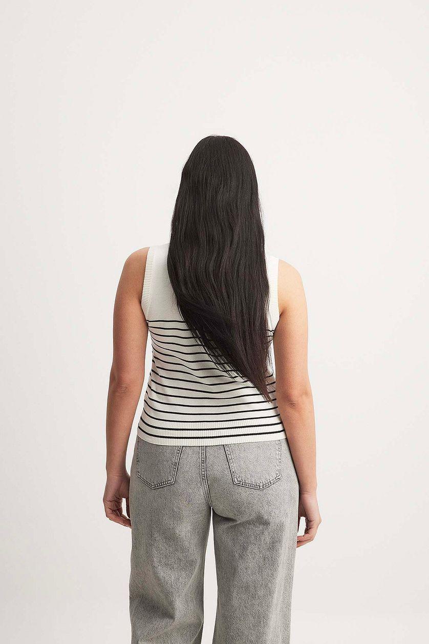 Sleeveless Knitted Striped Top Product Image