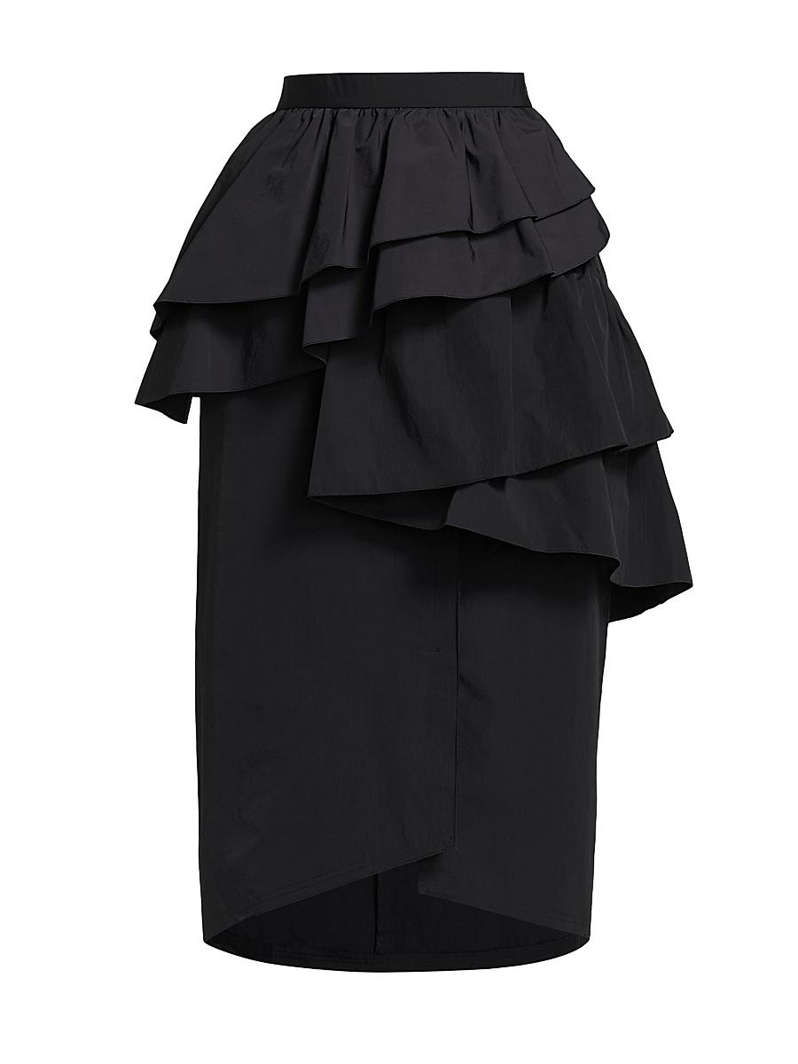 Womens Asymmetric Ruffled Parachute Midi-Skirt Product Image