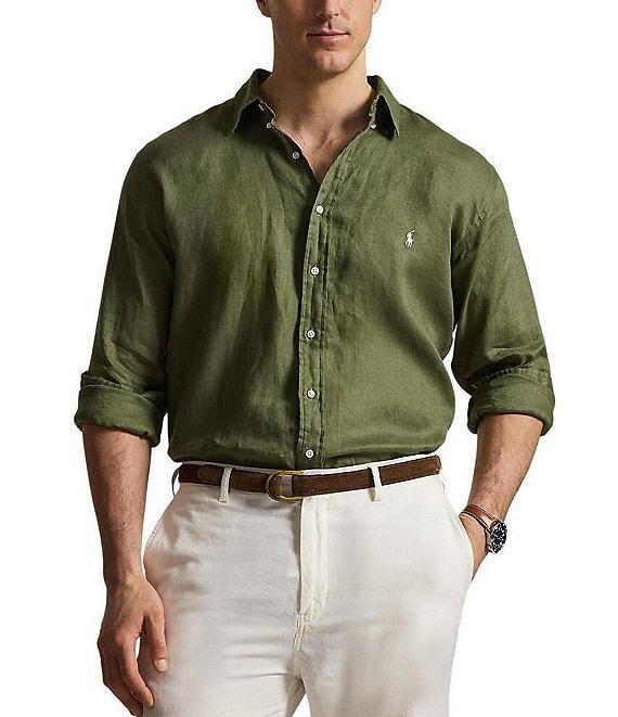 Polo Ralph Lauren Big & Tall Piece Dye Linen Long Sleeve Woven Shirt Product Image