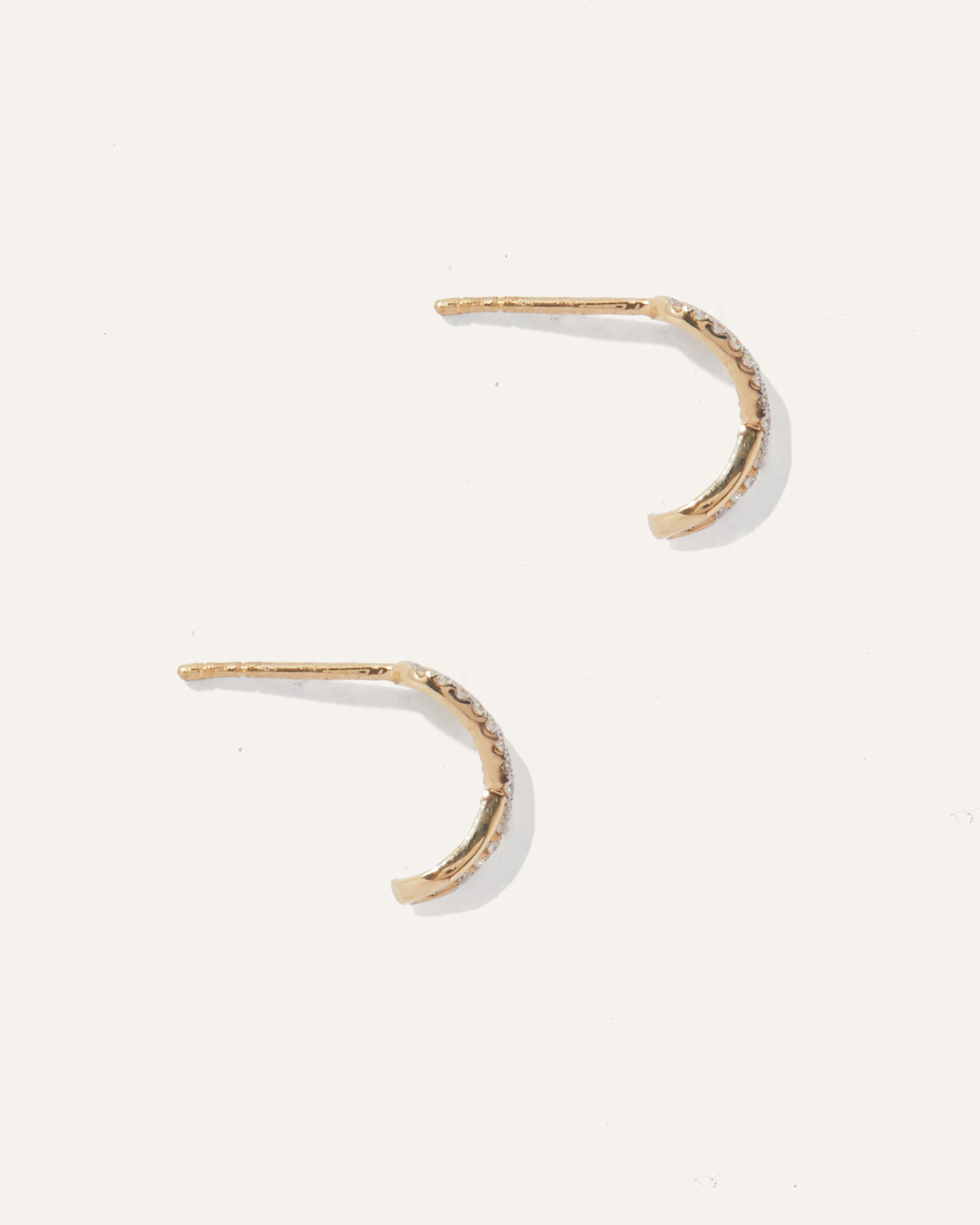 Quince | Women's 14K Gold Pave Diamond X Hoop Earrings Product Image