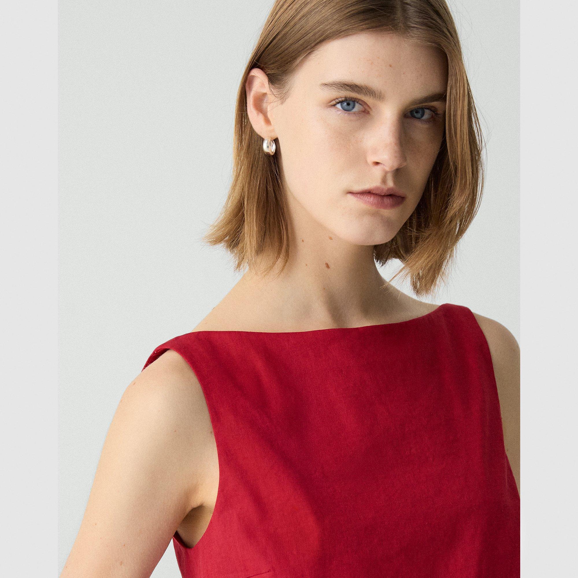 Good Linen Sleeveless Boatneck Top | Theory Product Image