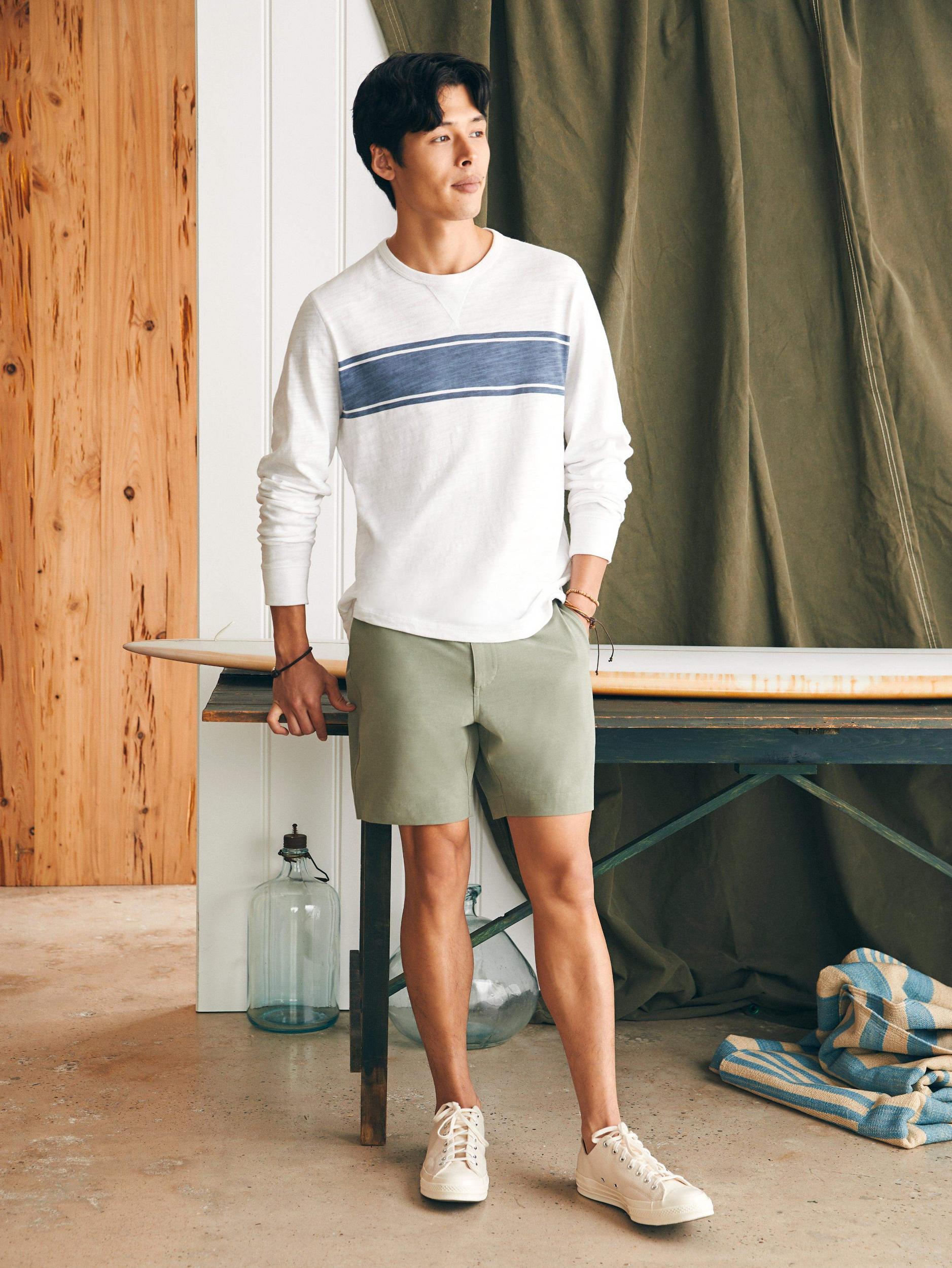 Sunwashed Slub Crew - White Surf Stripe Male Product Image