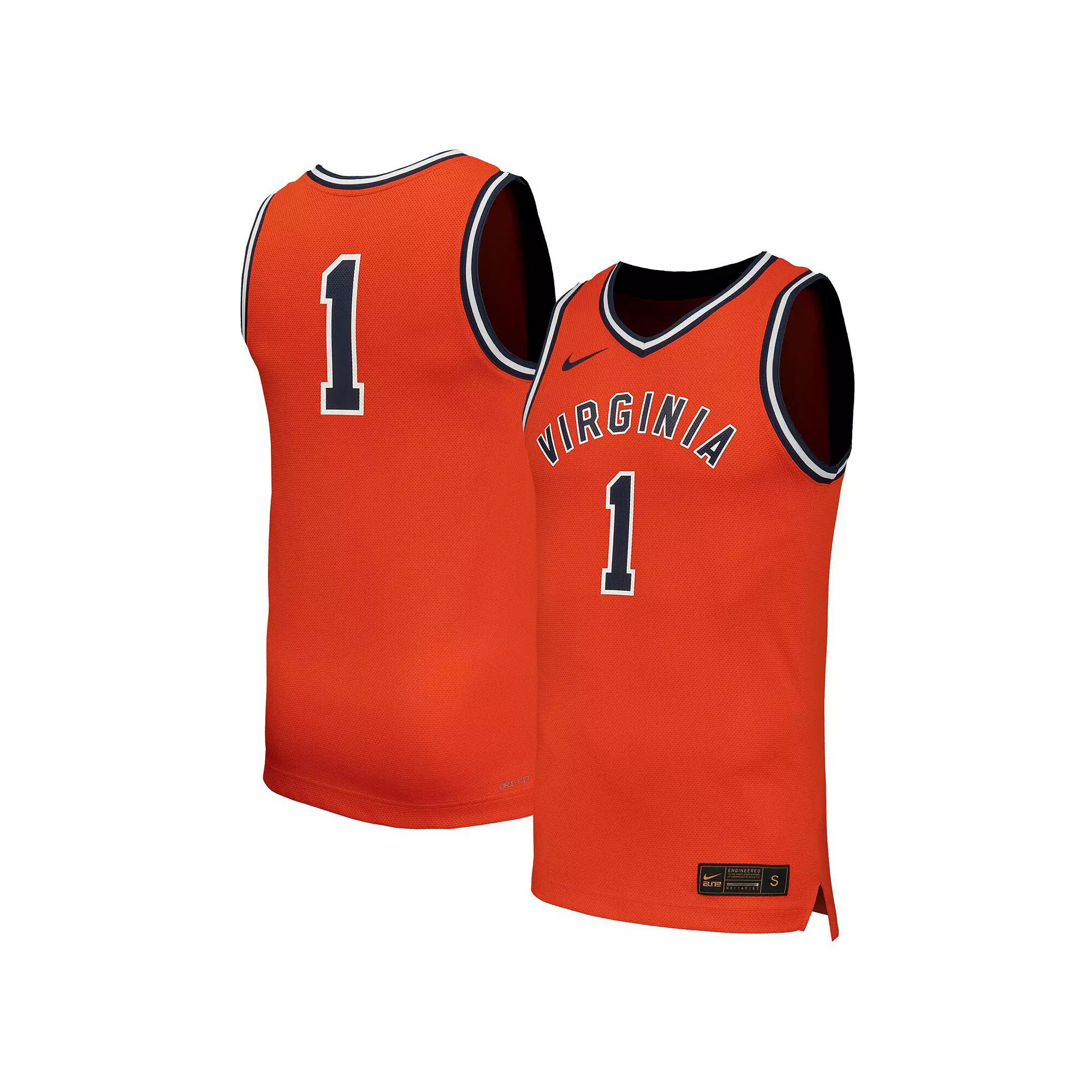 Men's Nike #1 Orange Virginia Cavaliers Throwback Replica Basketball Jersey,  Product Image