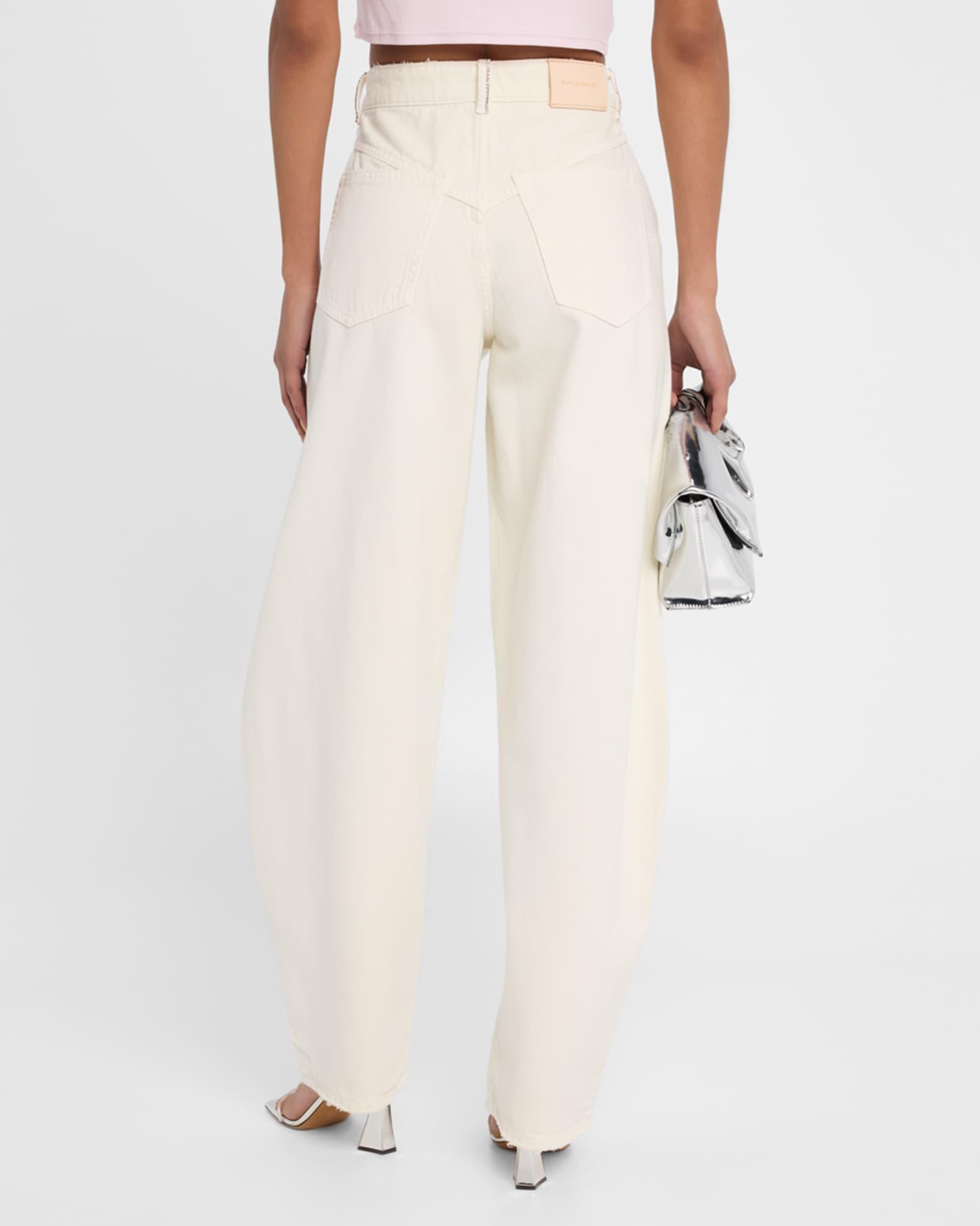 Rhinestone-Embellished Barrel Jeans Product Image