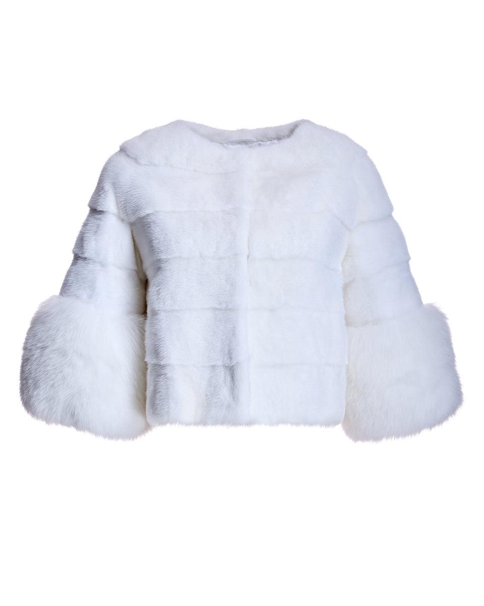 Cropped Mink Jacket with Fox Cuffs Product Image