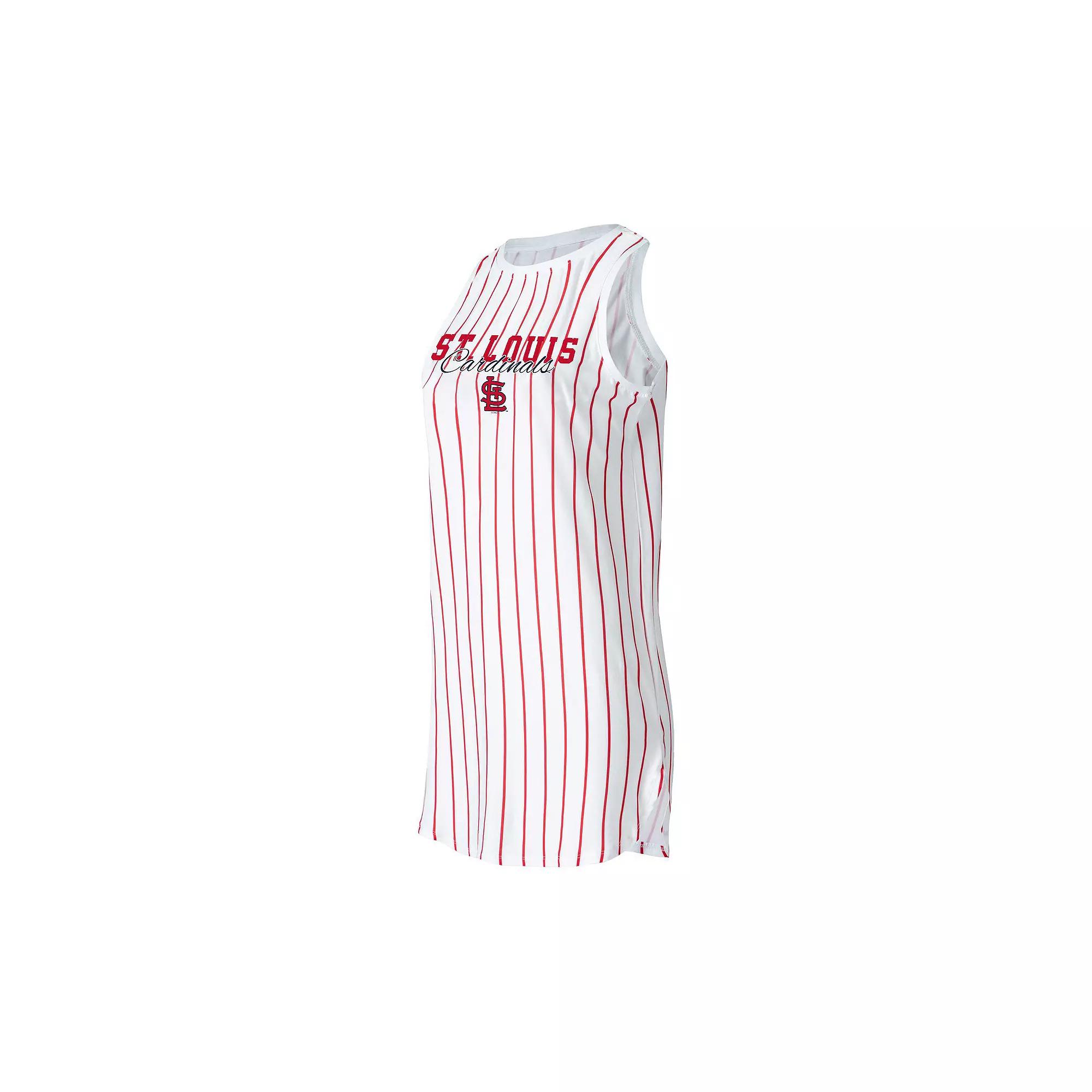 Women's Concepts Sport White St. Louis Cardinals Reel Pinstripe Knit Sleeveless Nightshirt,  Product Image