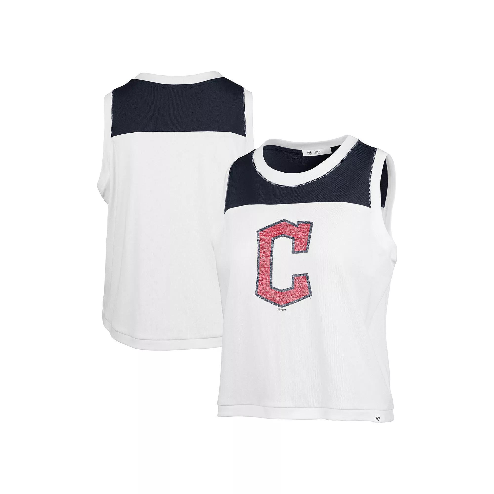 Women's '47 White Cleveland Guardians Premier Zoey Waist Length Tank Top, Size: 2XL, Grd White Product Image