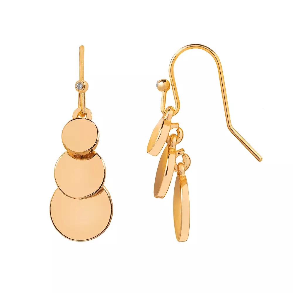 LC Lauren Conrad Gold Tone Discs Linear Drop Earrings, Women's Product Image