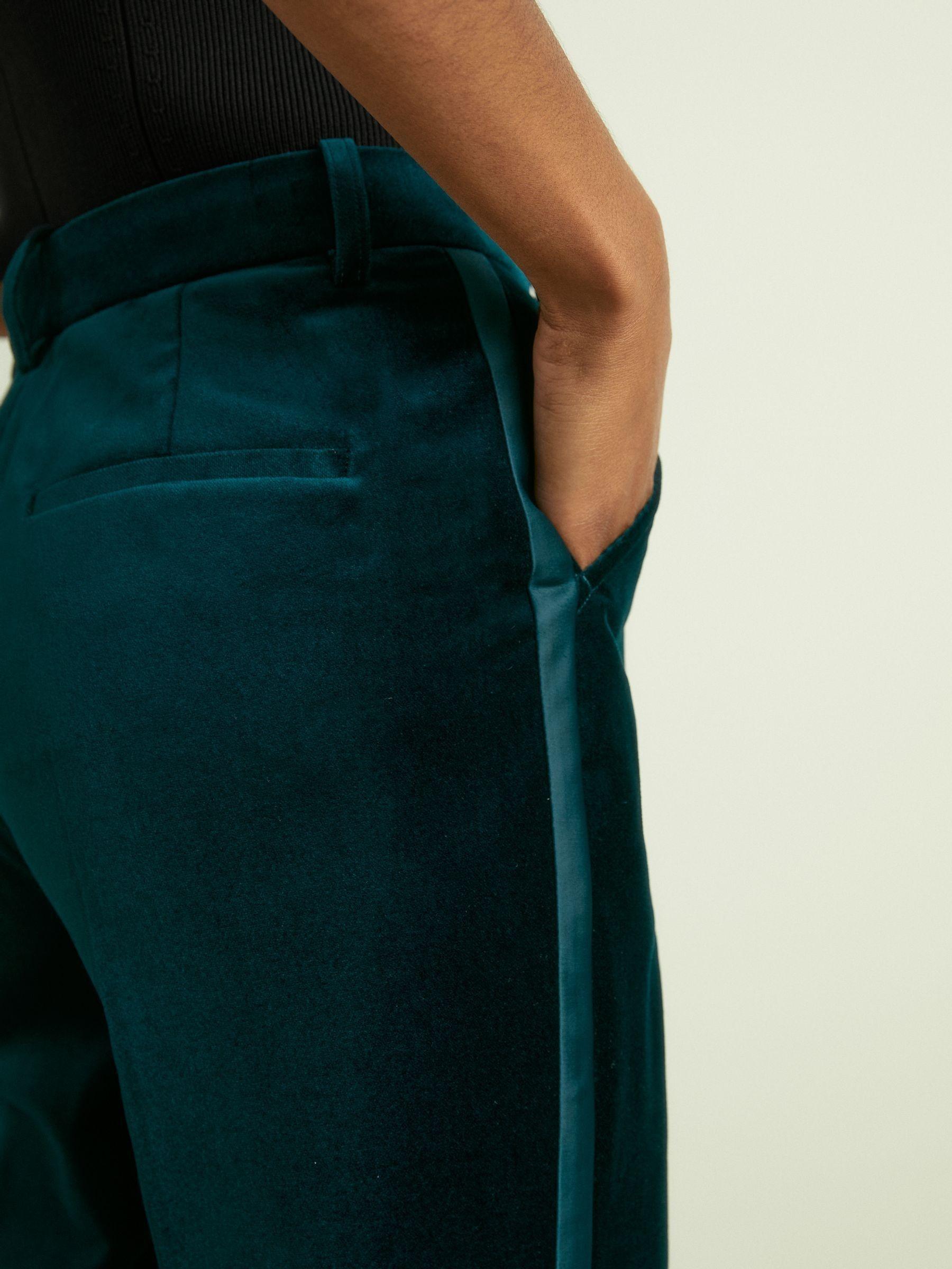 Velvet Flared Suit Trousers in Teal Product Image