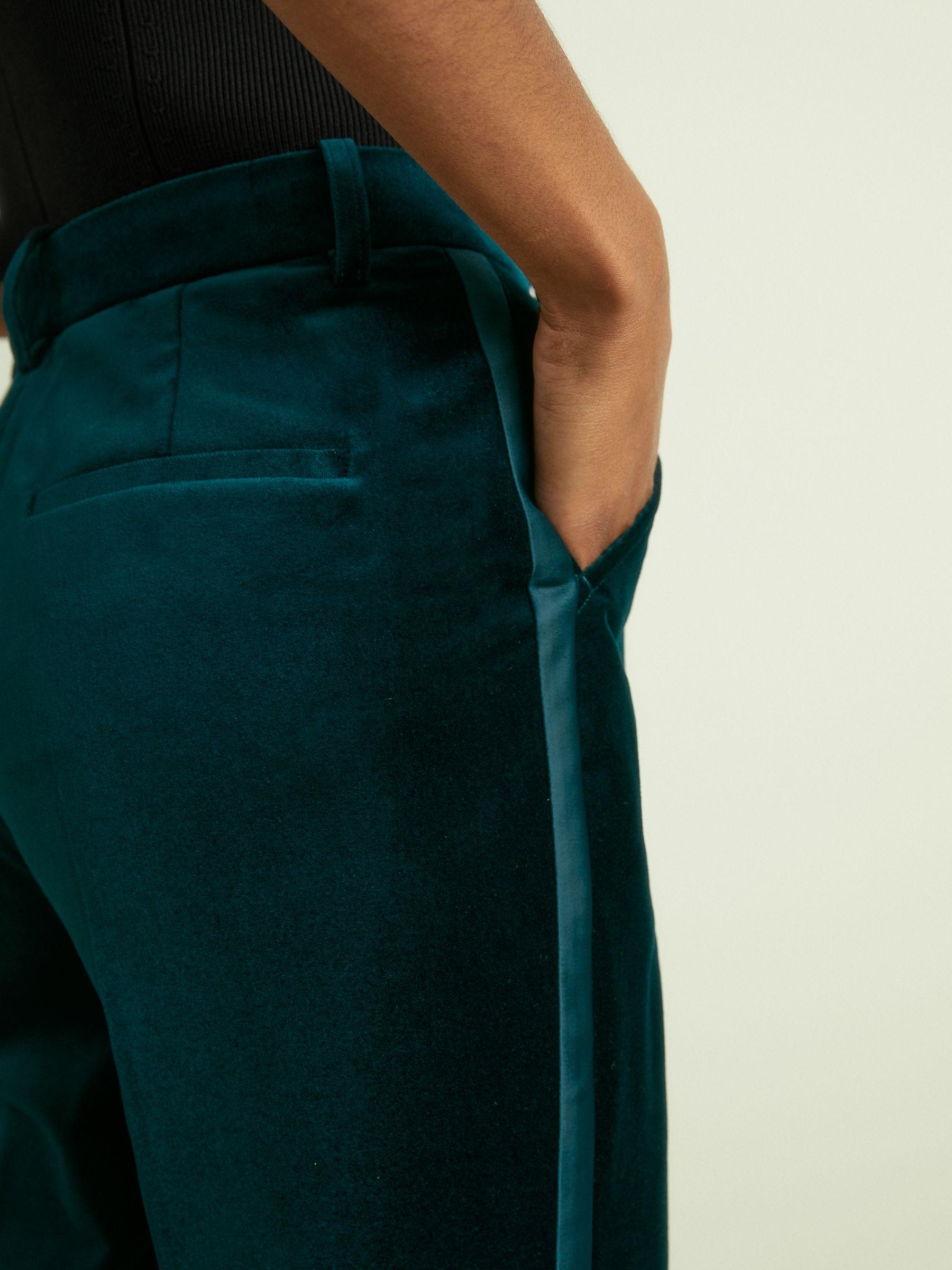 Velvet Flared Suit Trousers in Teal Product Image