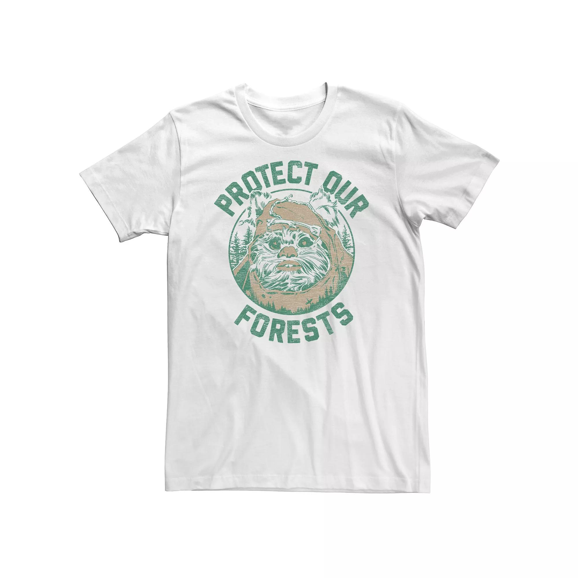 Big & Tall Star Wars Ewok "Protect Our Forests" Transparent Earth Day Tee, Men's, Size: 3XL, White Product Image