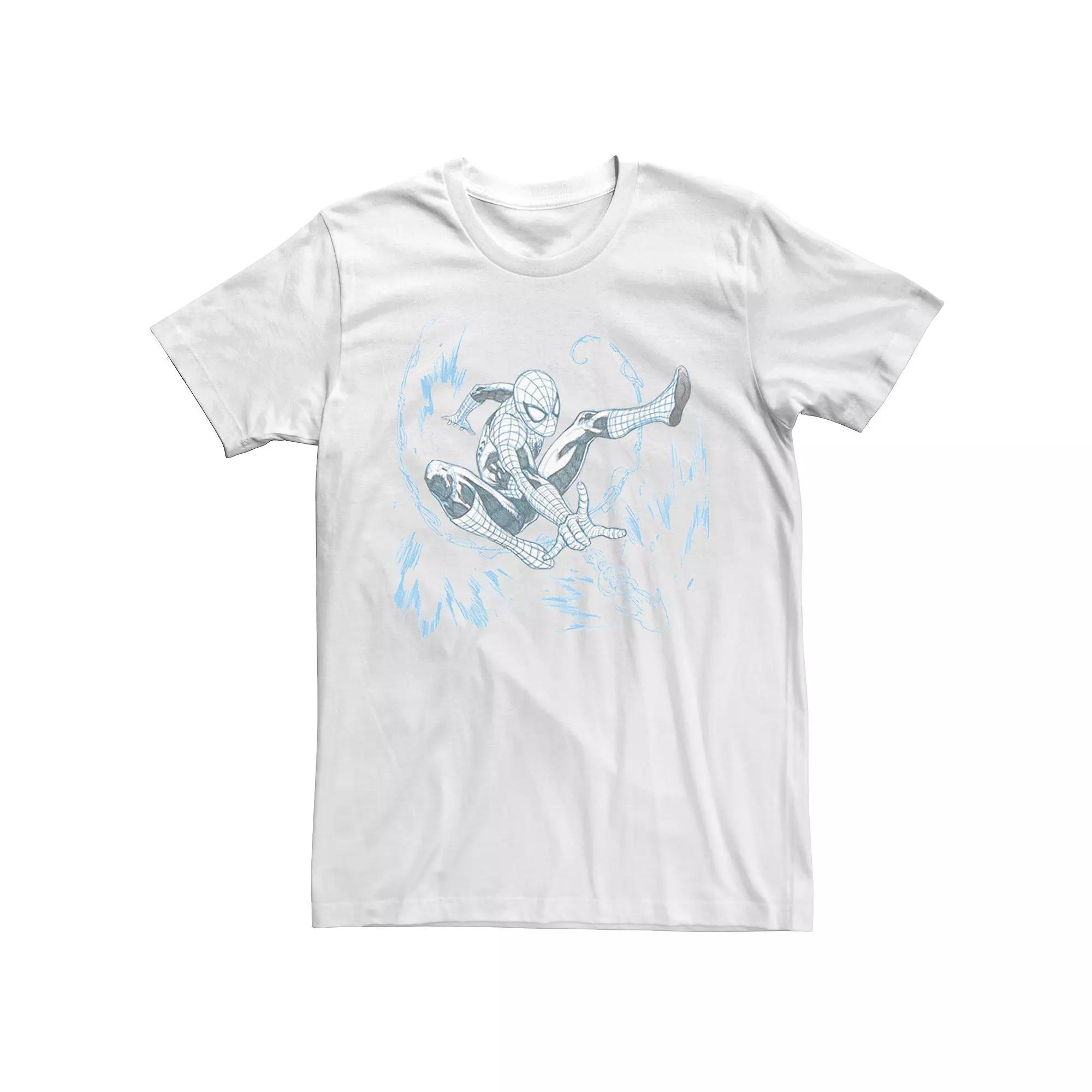 Men's Marvel Spider-Man Blue Hue Web Sling Action Shot Graphic Tee,  Product Image