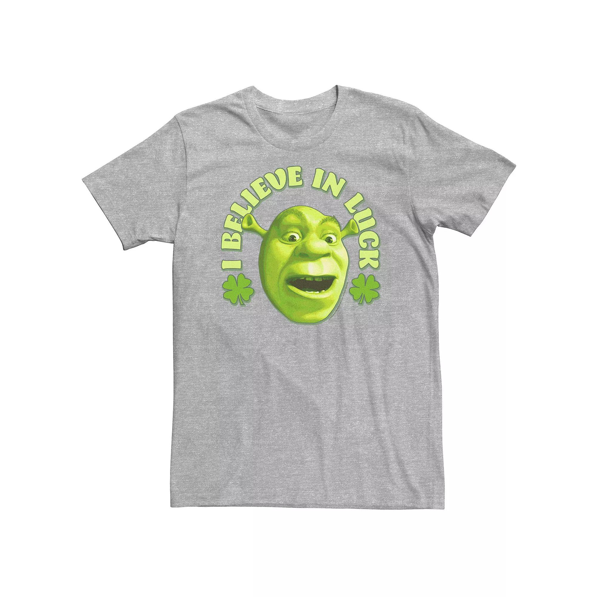 Big & Tall Shrek Big Face Saint Patrick's Day "I Believe In Luck" Tee, Men's, Size: 4XL, Athletic Grey Product Image