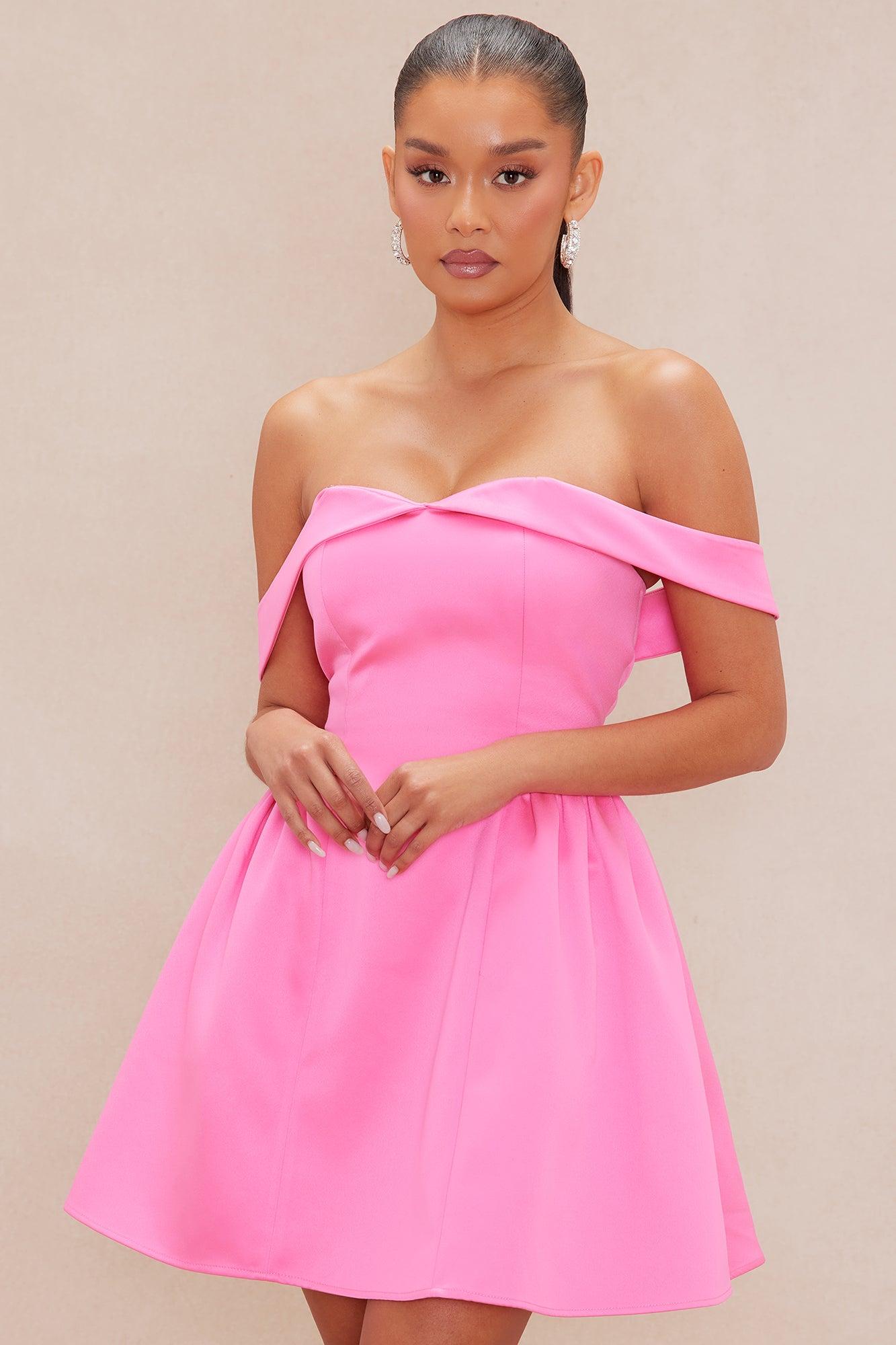 Ariana Satin Mini Dress - Pink Product Image
