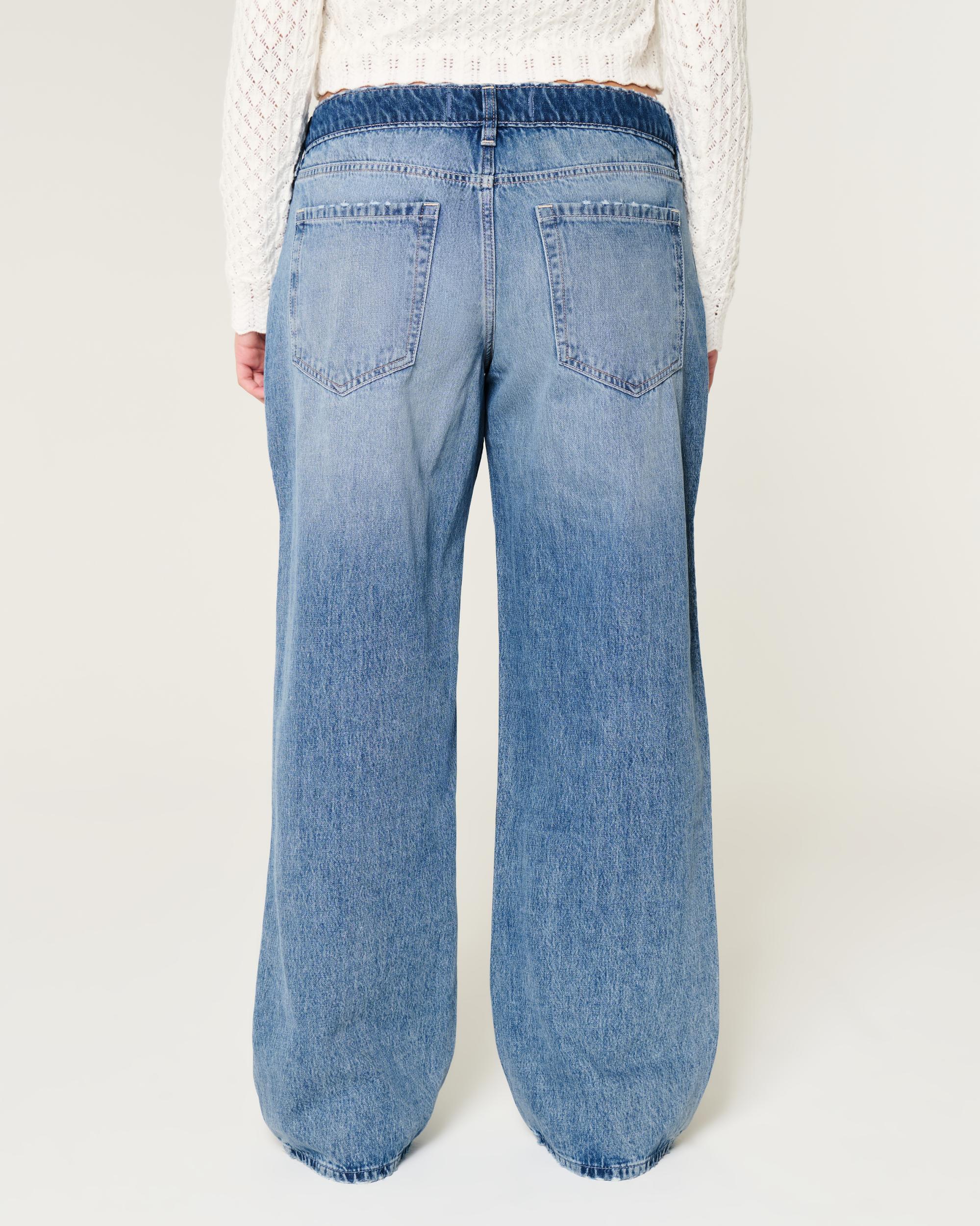 Low-Rise Medium Wash Baggy Jeans Product Image
