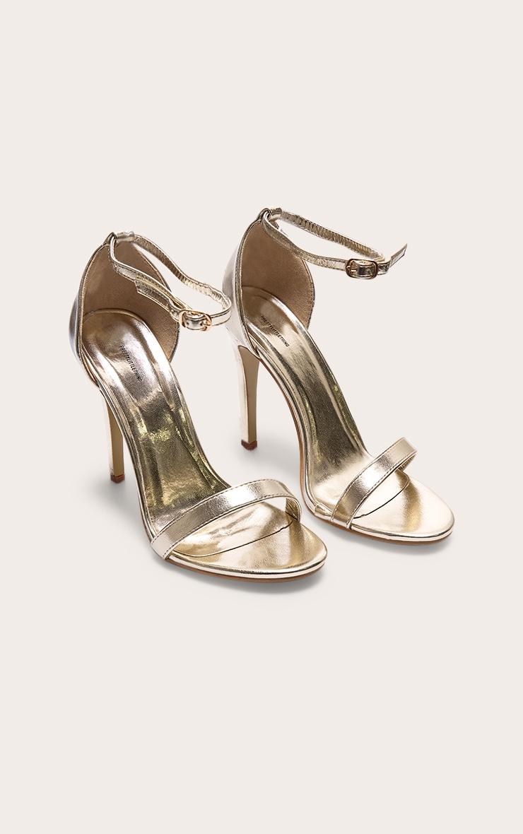 Clover Gold Metallic Heeled Strappy Sandal Product Image
