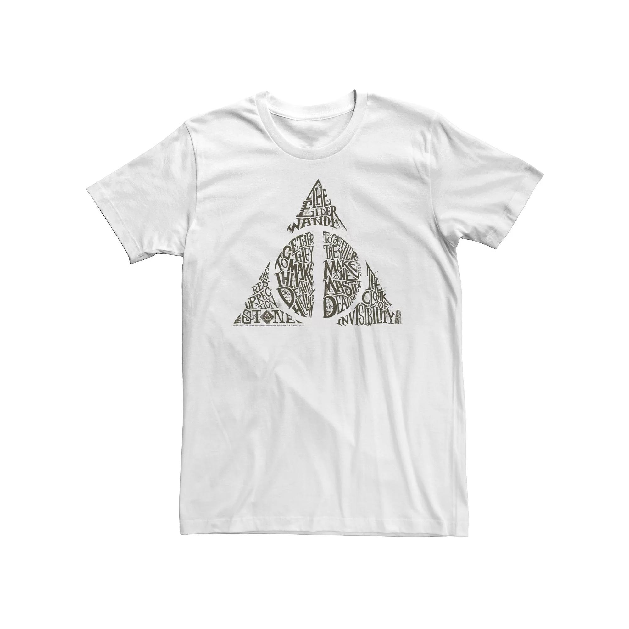 Big & Tall Harry Potter Deathly Hallows Sketch Text Fill Tee, Men's,  Product Image