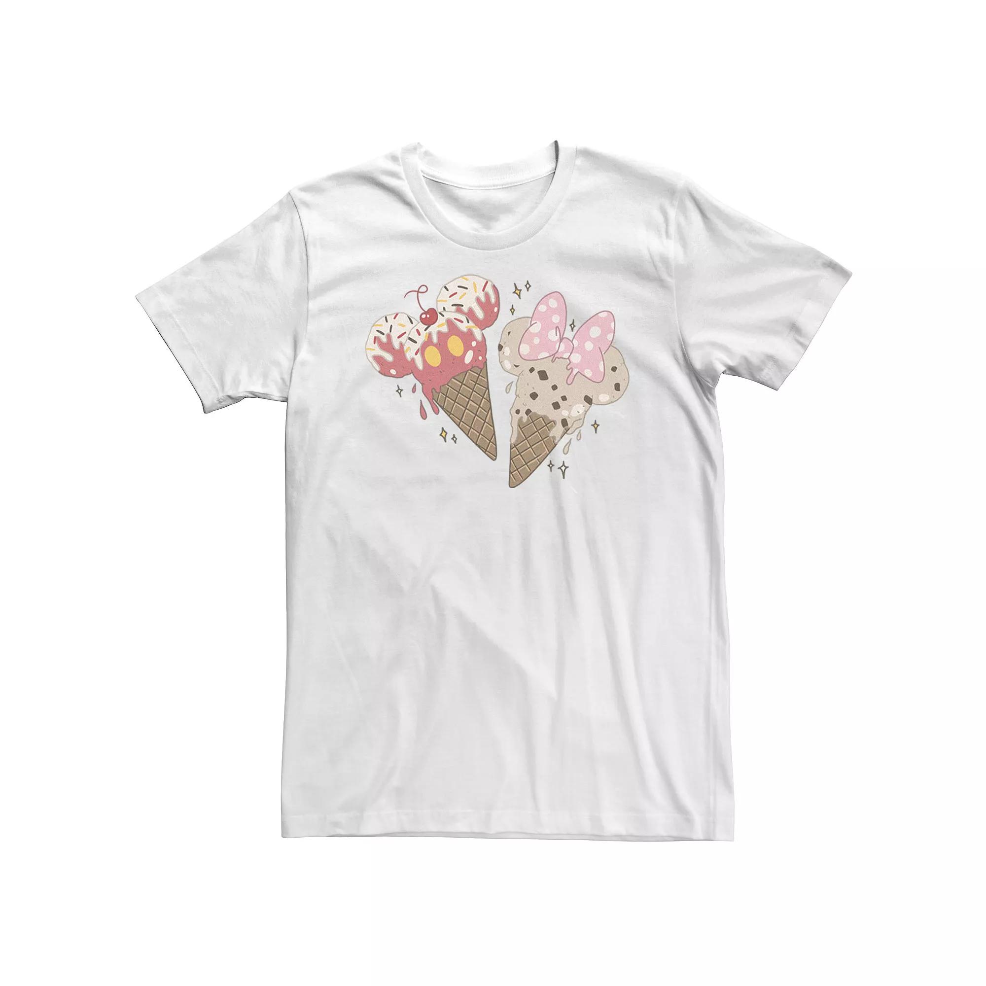 Big & Tall Disney Mickey And Friends Mickey & Minnie Ice Cream Cones Tee, Men's, Size: XL Tall, White Product Image