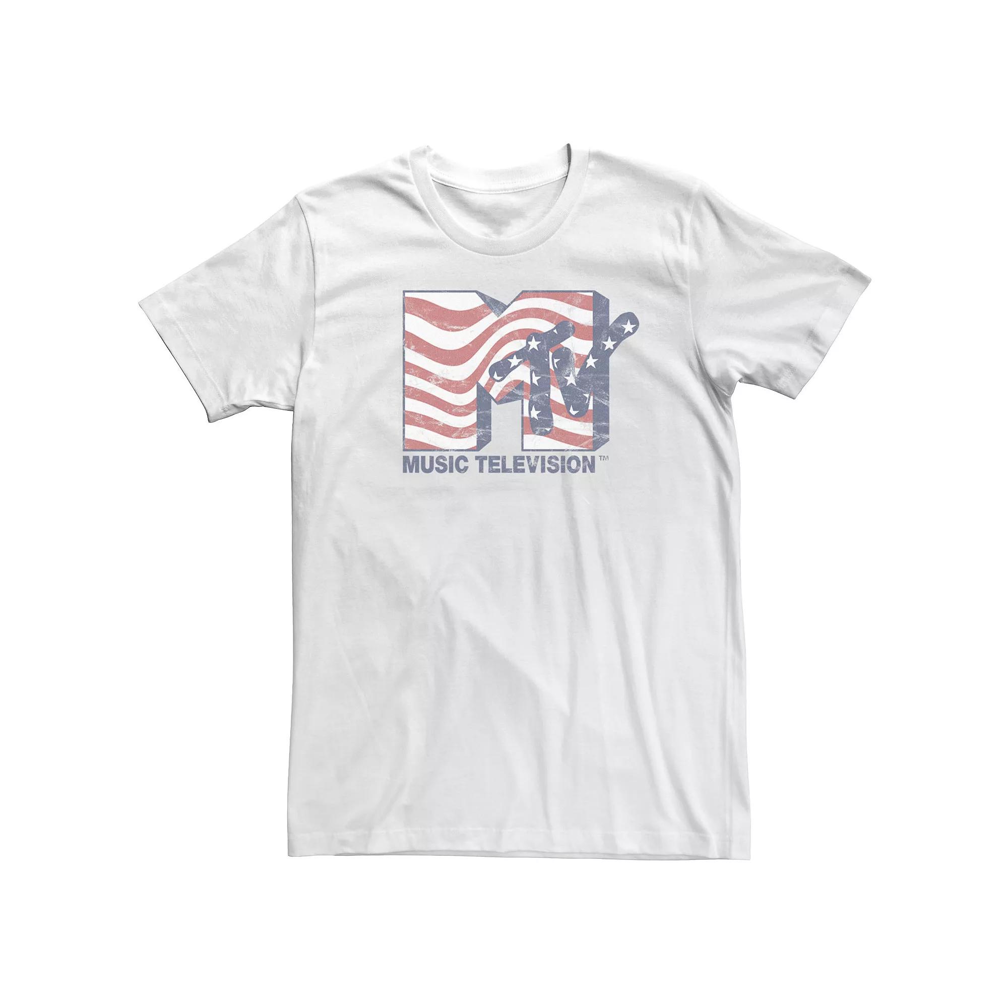 Big & Tall MTV Stars and Stripes MTV Logo Tee, Men's,  Product Image