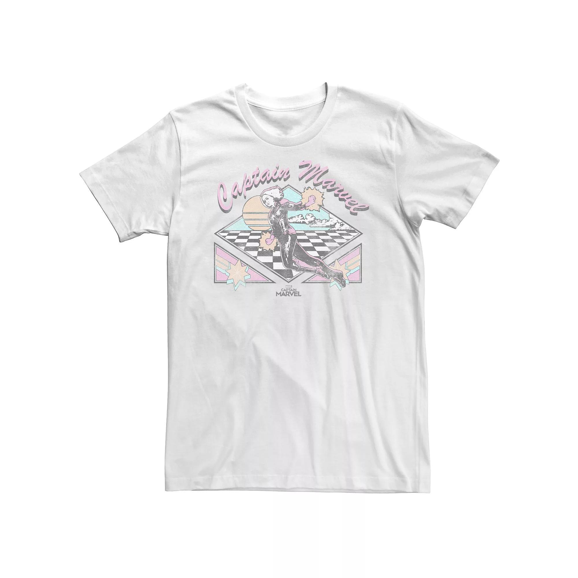 Big & Tall Marvel Captain Marvel Retro Checkered Logo Tee, Men's,  Product Image