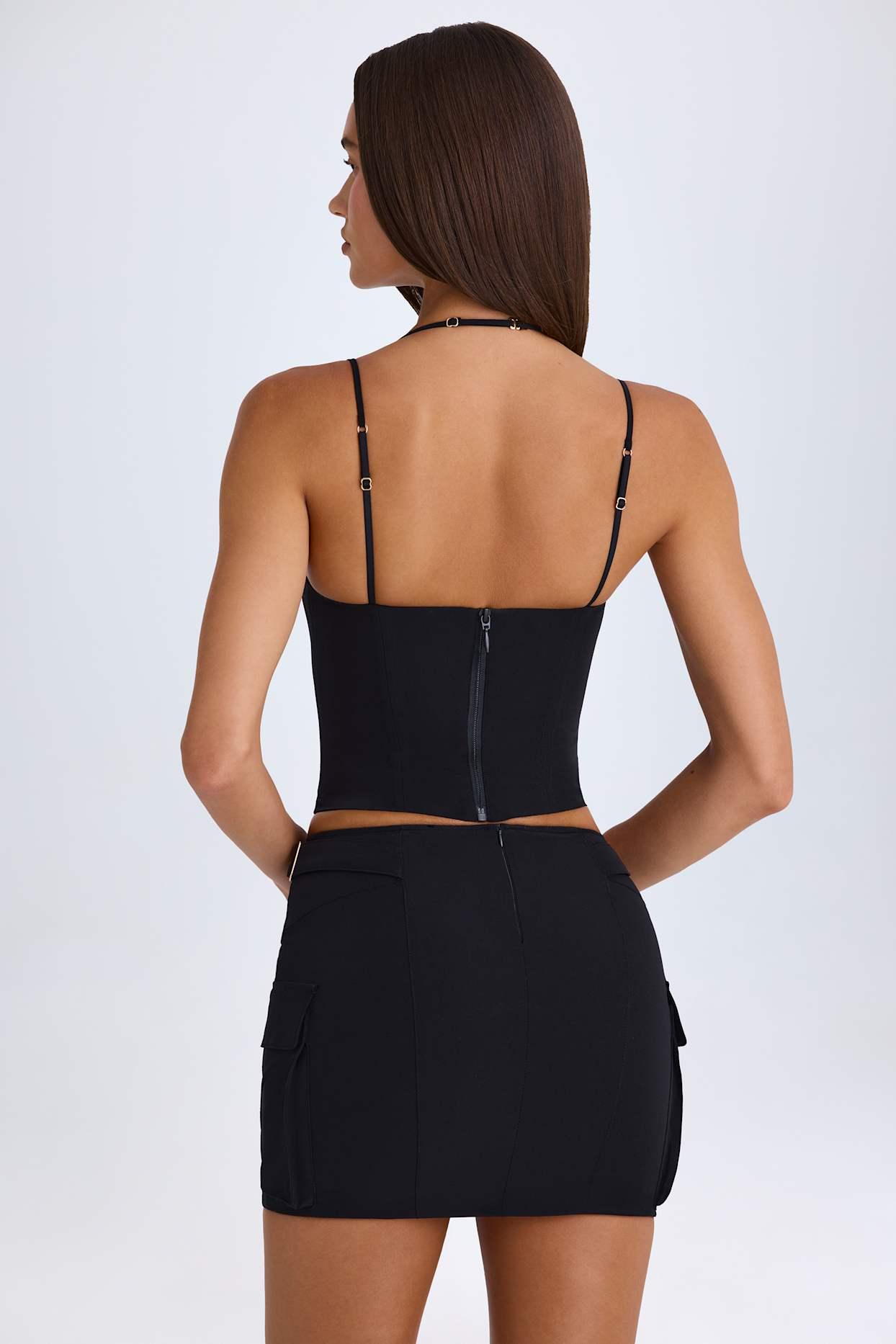 Lace-Up Micro Mini Skirt in Black Product Image