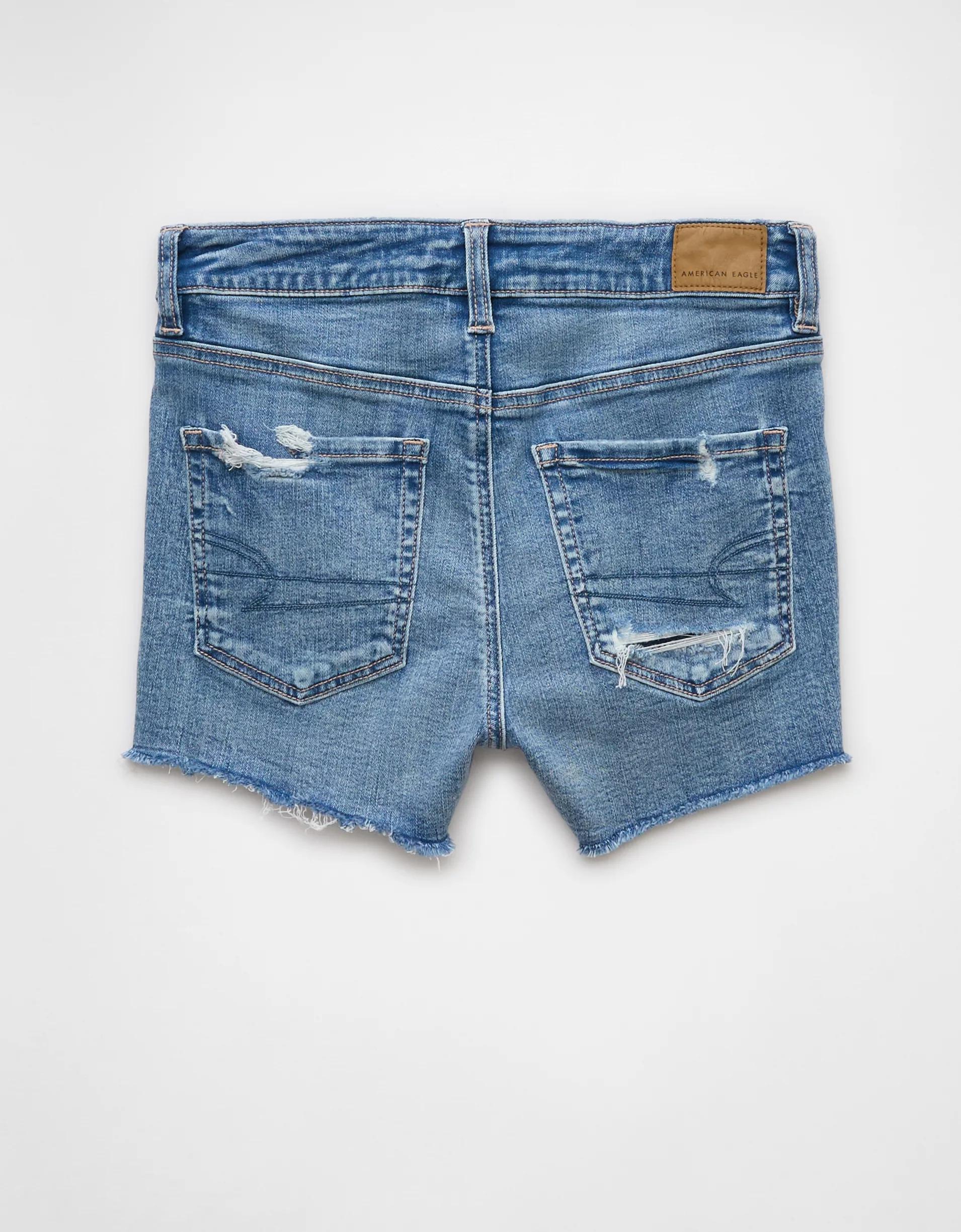 AE Next Level Ripped High-Waisted Denim Short Short Product Image