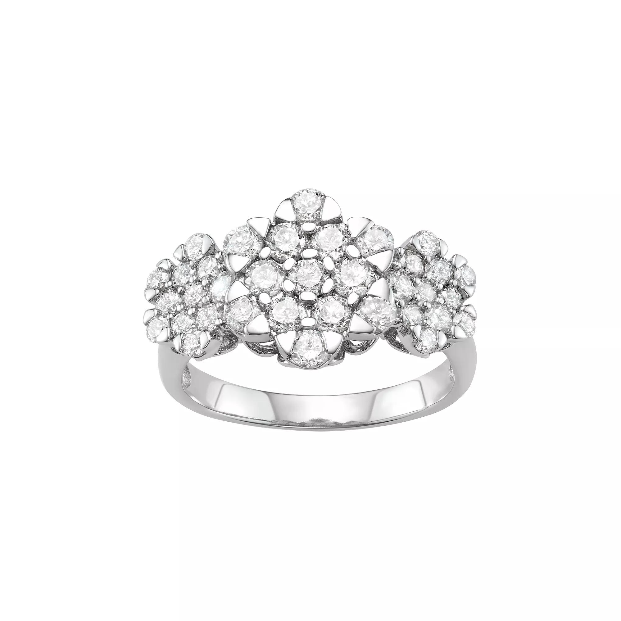 Jewelexcess 10k White Gold 2 Carat T.W. Diamond Floral Ring, Womens 10k Whgold Product Image
