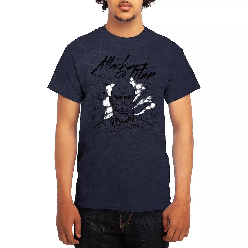 Men's Attack on Titan Three Titans Graphic Tee, Size: Medium, Grey Navy Product Image