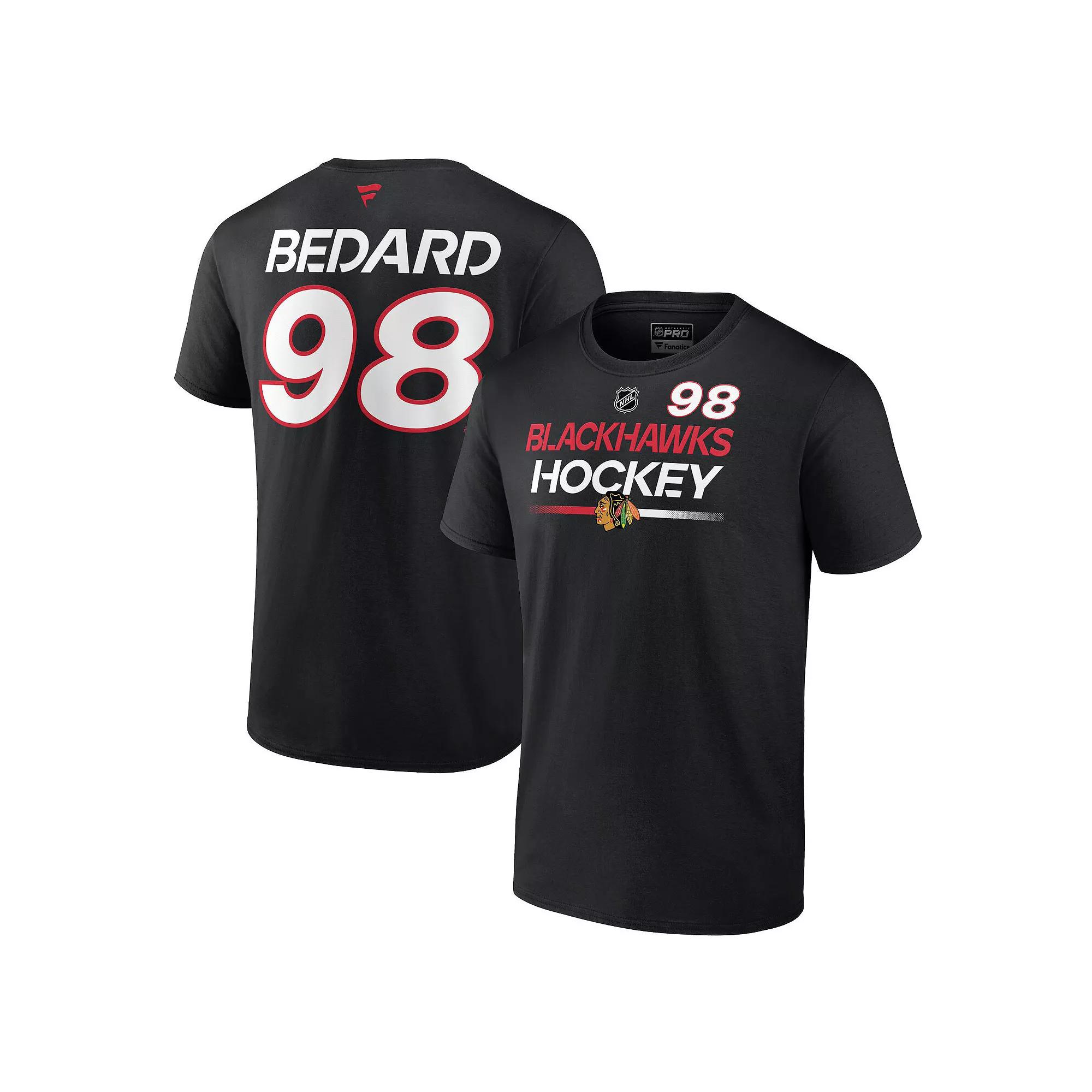 Men's Fanatics Branded Connor Bedard Black Chicago Blackhawks Authentic Pro Prime Name & Number T-Shirt,  Product Image