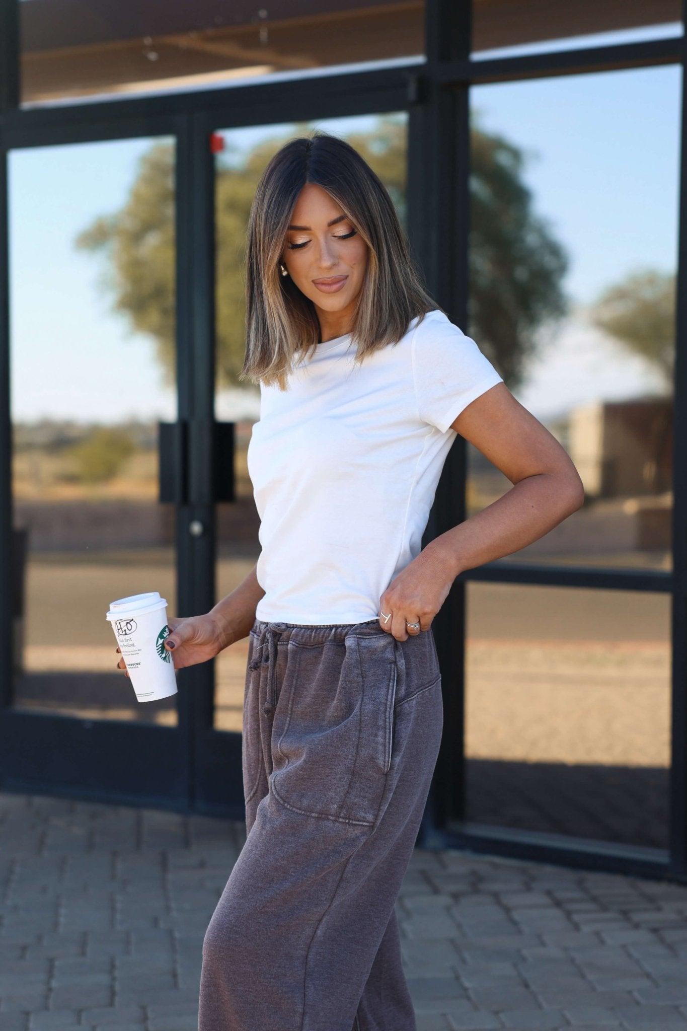 Stretch Cotton Short Sleeve Tee - White Female Product Image