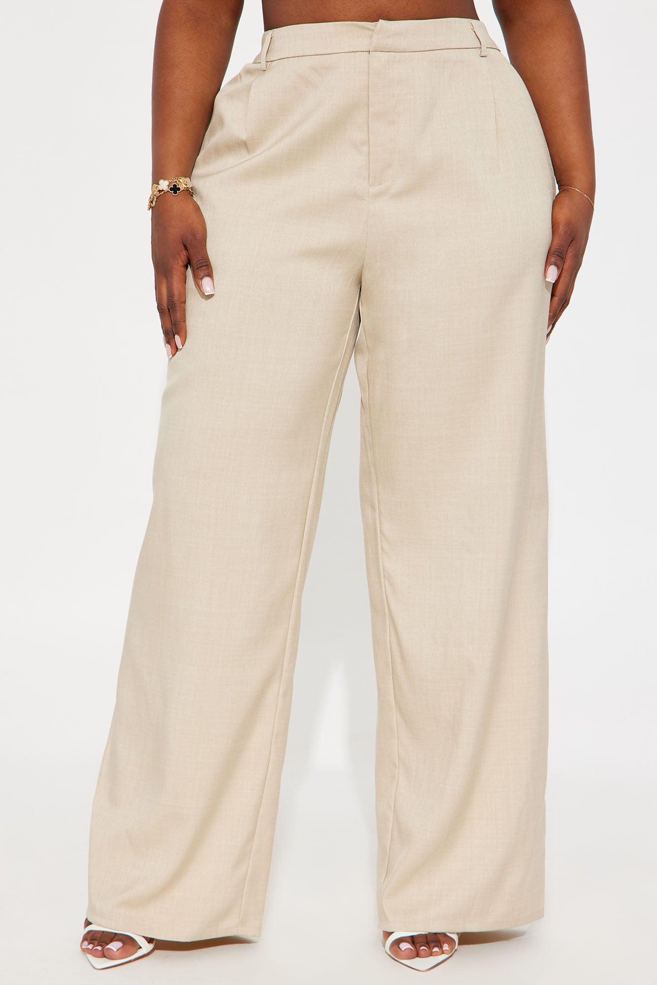 Gianna Wide Leg Trouser Pant - Tan Product Image