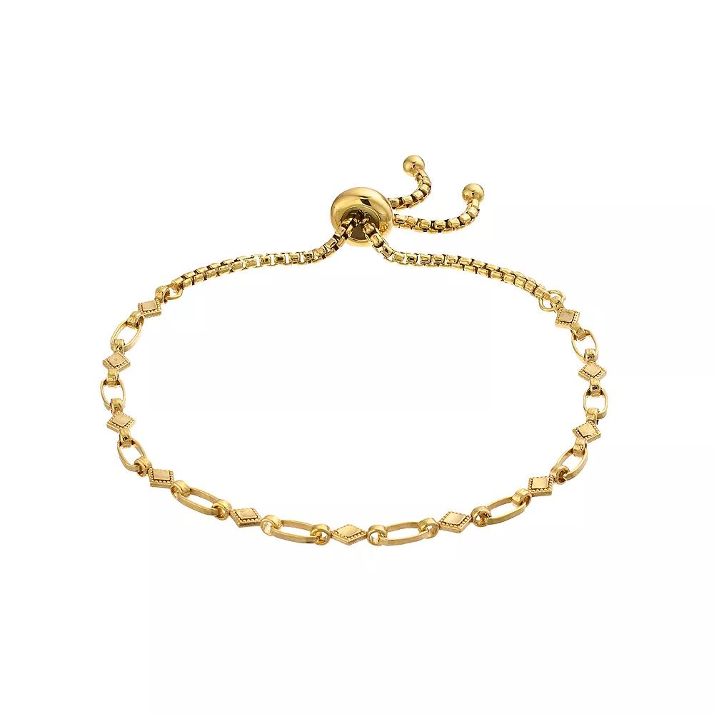 Kristen Kesho Sterling Silver Kite Link Adjustable Bolo Bracelet, Women's, Size: 9.50, Gold Tone Product Image