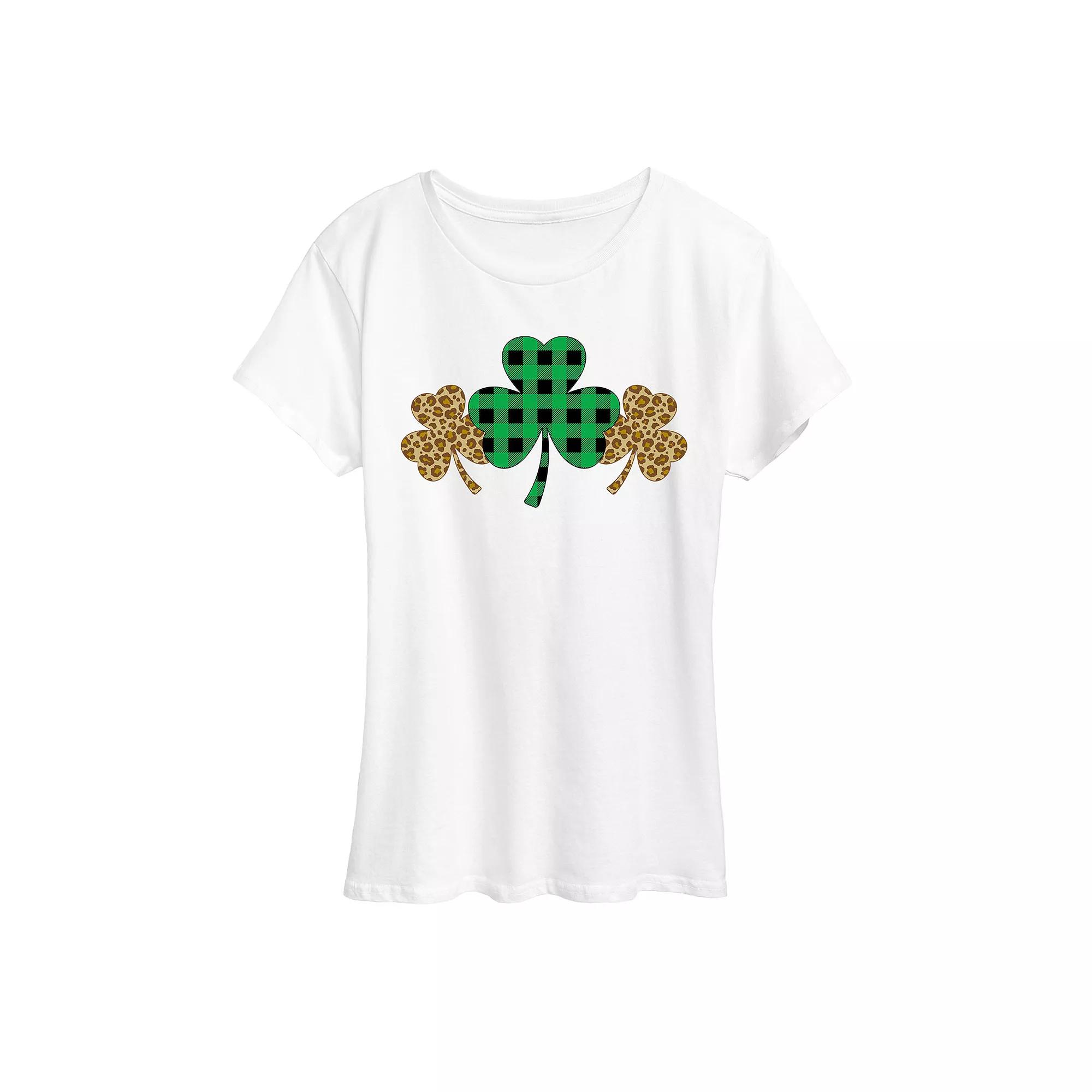 Women's Patterned Shamrocks Graphic Tee,  Product Image