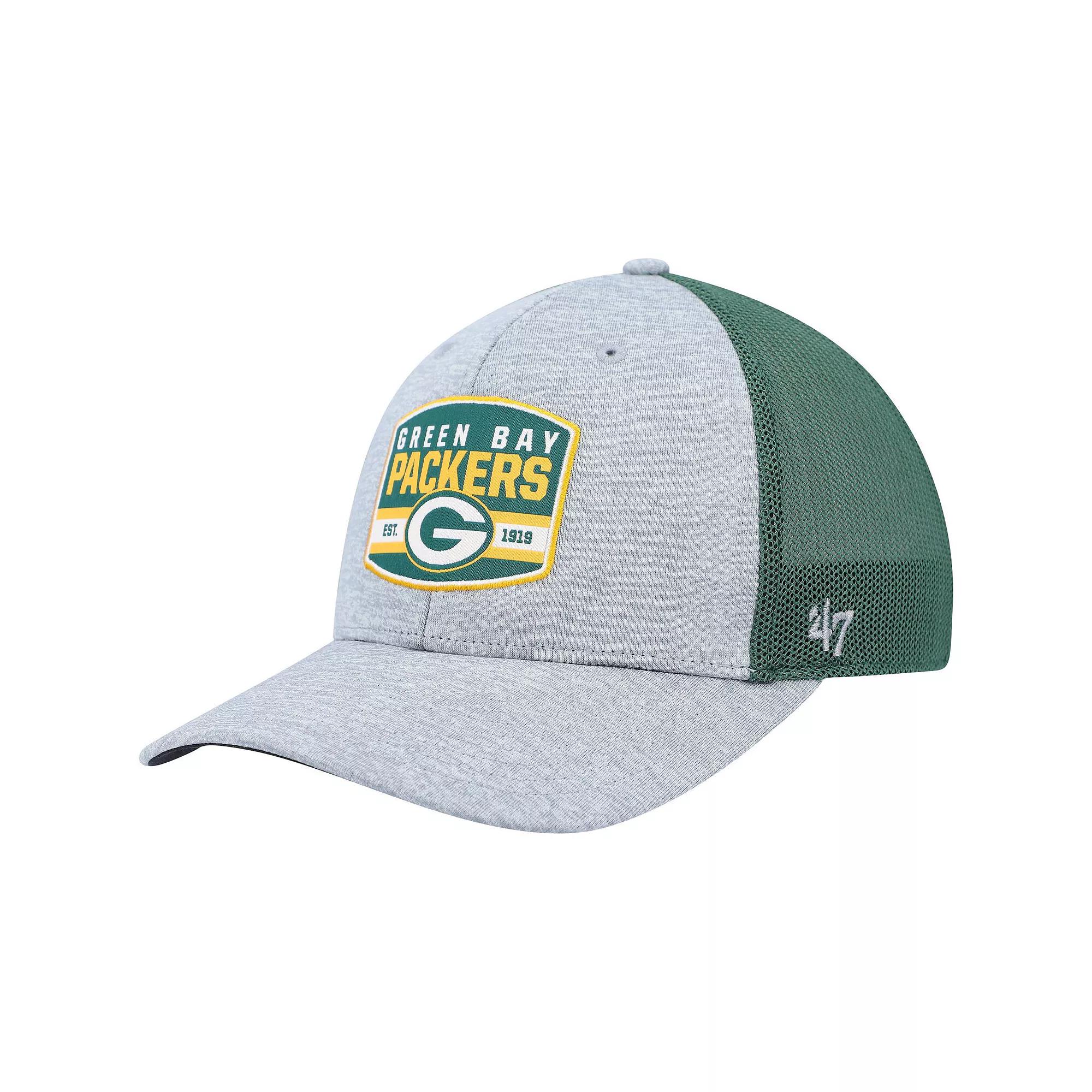 Men's '47 Heathered Gray/Green Green Bay Packers Motivator Flex Hat, Size: Small/Medium, Grey Product Image